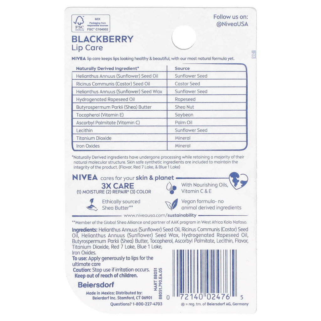 Nivea, Tinted Lip Care, Blackberry, 2 Pack, 0.17 oz (4.8 g) Each