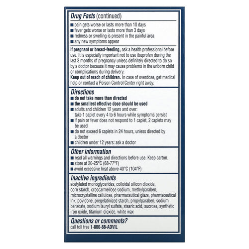 Advil, Ibuprofen Tablets, 200 mg, 100 Coated Caplets