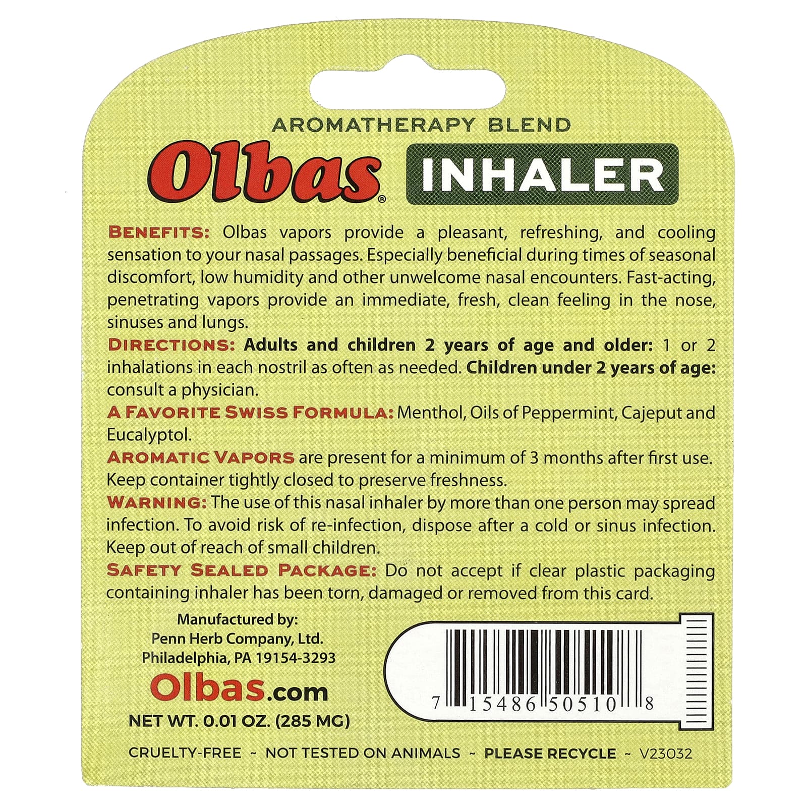 Olbas, Inhaler, 0.01 oz (285 mg)