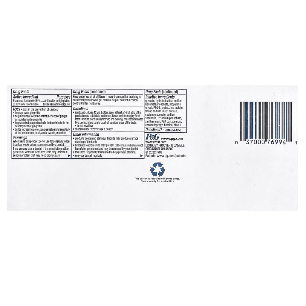 Crest, Pro Health Advanced, Fluoride Toothpaste, Gum Protection, 2 Pack, 5.1 oz (144 g) Each