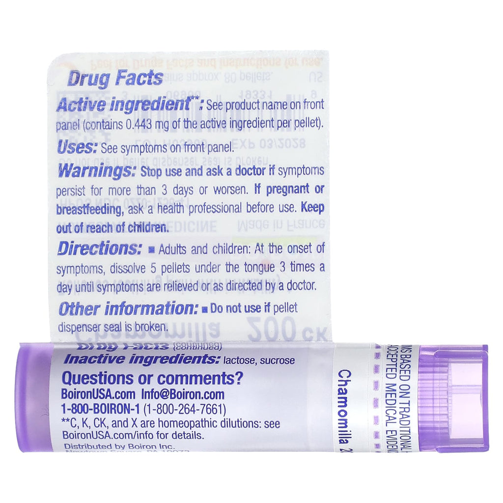 Boiron, Chamomilla, 200CK, Teething & Irritability, Approx 80 Pellets