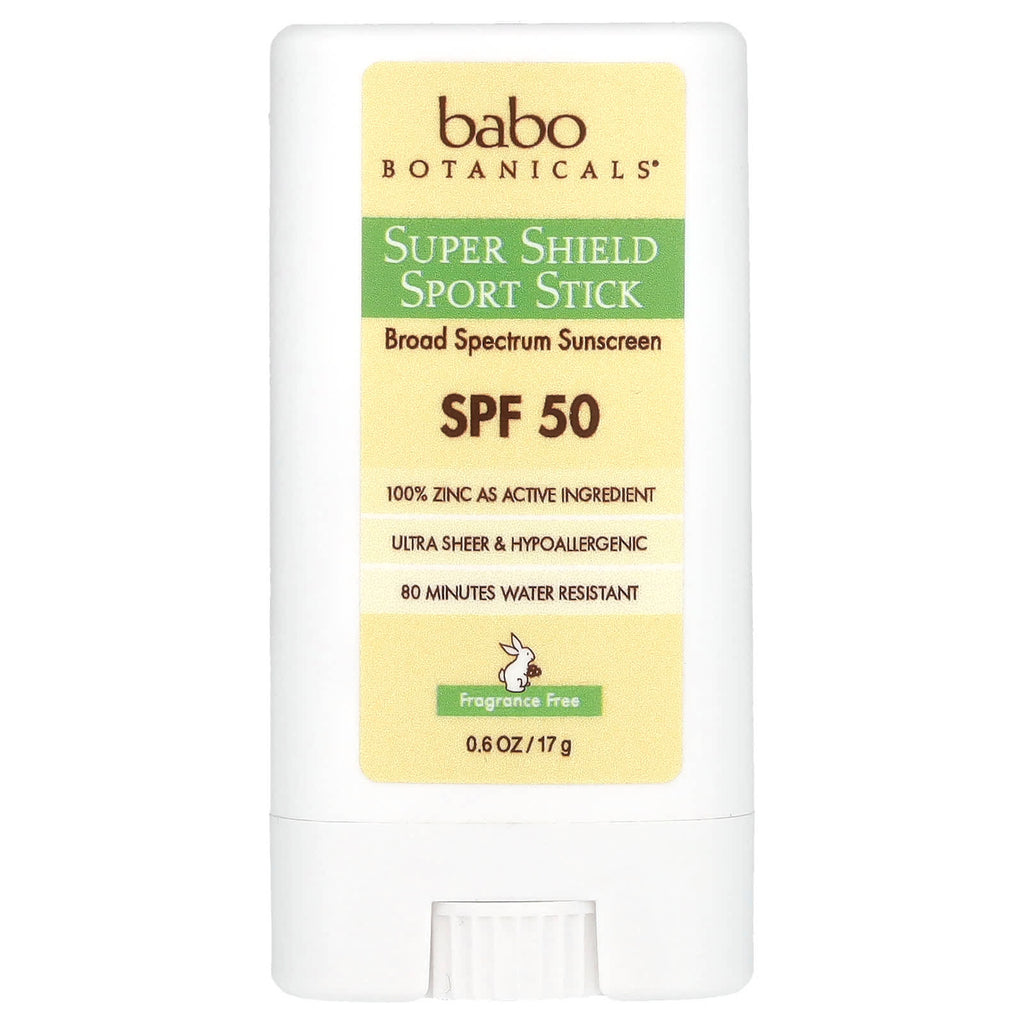 Babo Botanicals, Super Shield Sport Stick, SPF 50, Fragrance Free, 0.6 oz (17 g)