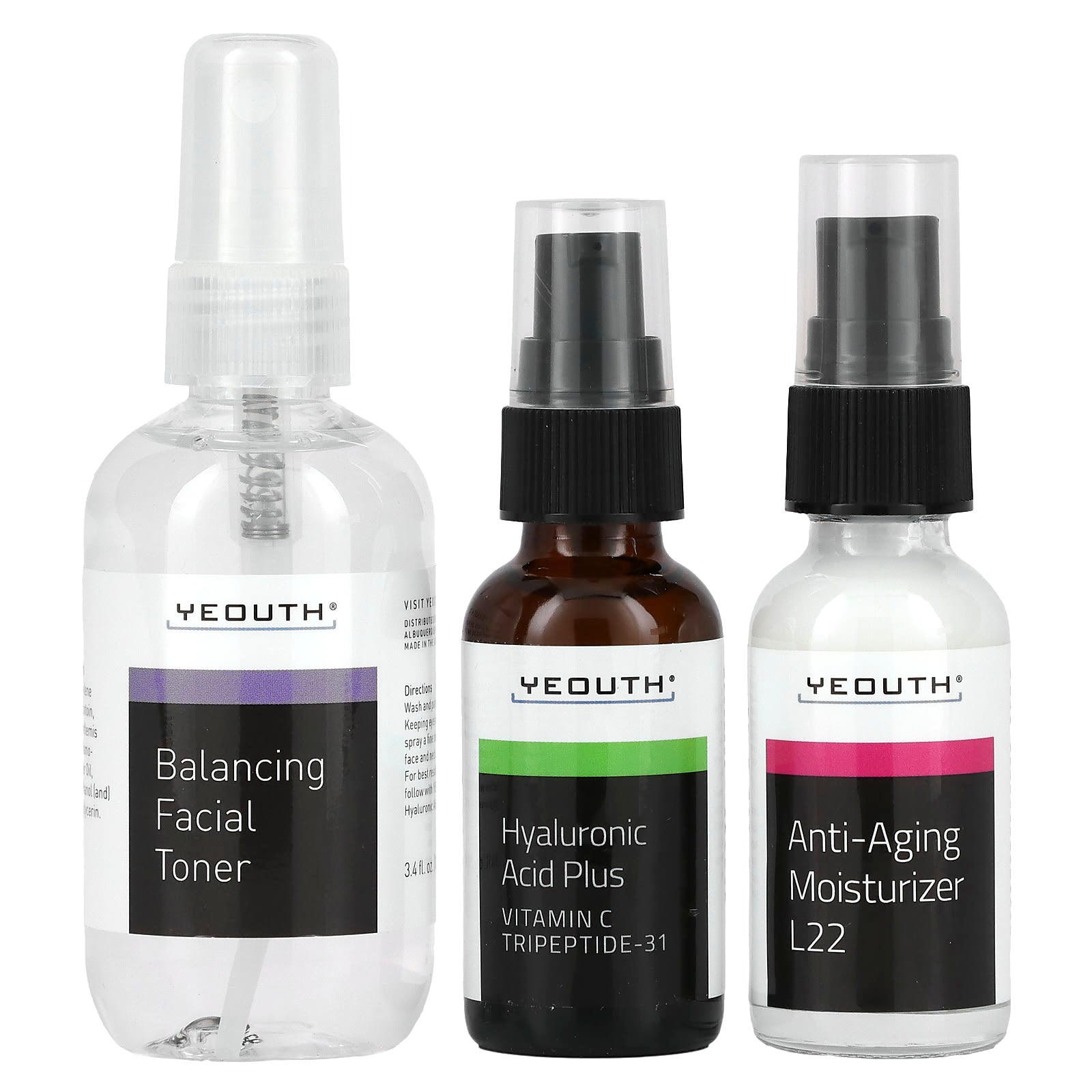 YEOUTH, Essential Anti-Aging Skin Care System, 3 Piece Set