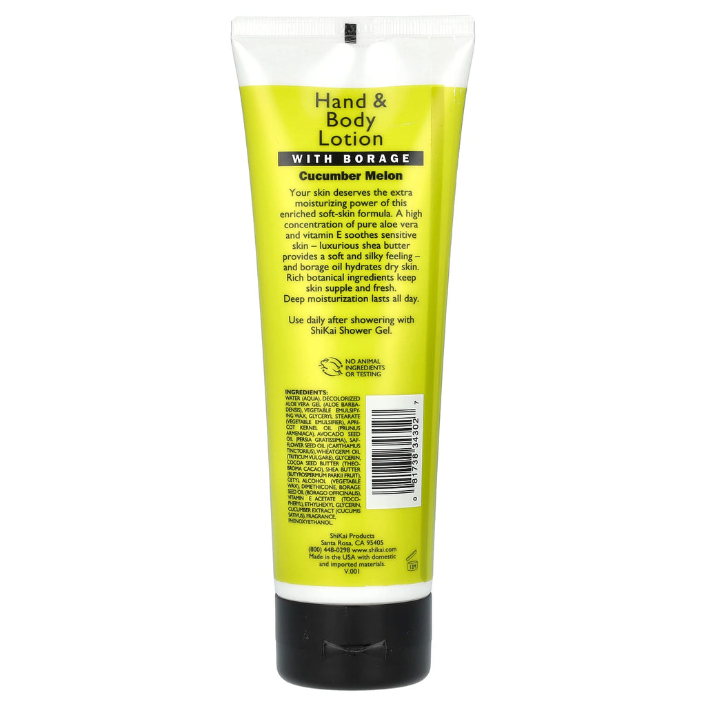 Shikai, Moisturizing Hand & Body Lotion, Cucumber Melon, 8 fl oz (238 ml)