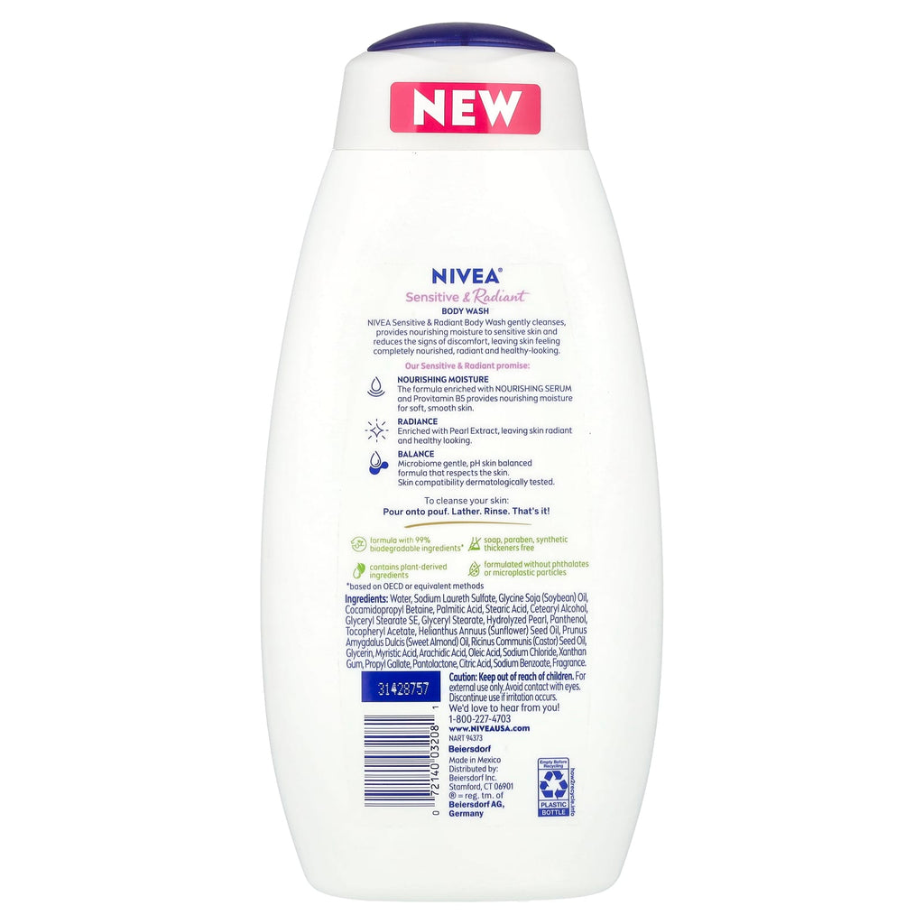 Nivea, Sensitive & Radiant Body Wash, 20 fl oz (591 ml)