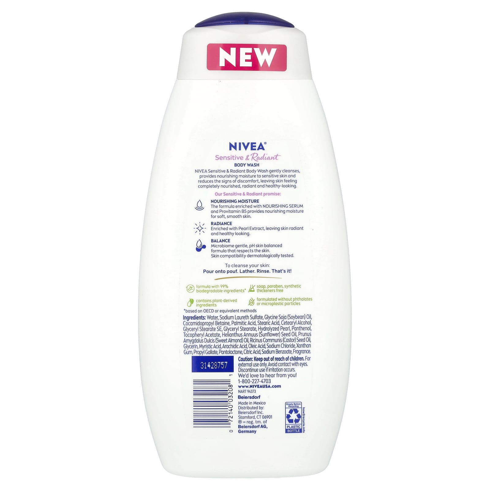 Nivea, Sensitive & Radiant Body Wash, 20 fl oz (591 ml)