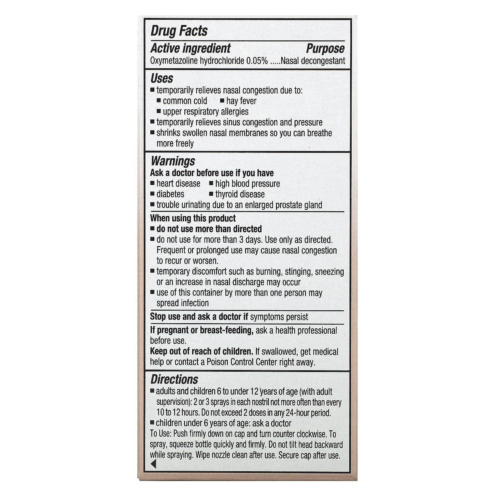 Afrin, Original Nasal Spray, 1/2 fl oz (15 ml)