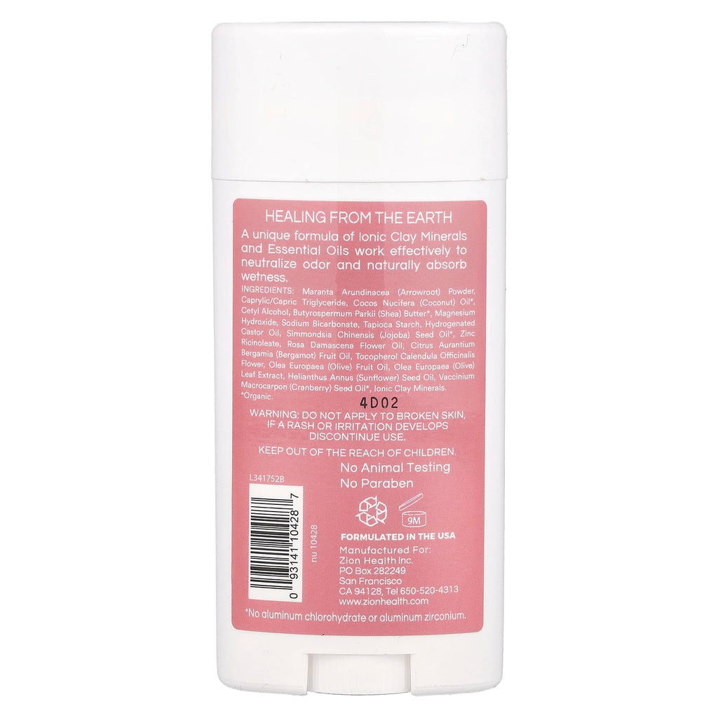 Zion Health, Bold, ClayDry Deodorant, Bergamot Rose, 2.8 oz (80 g)
