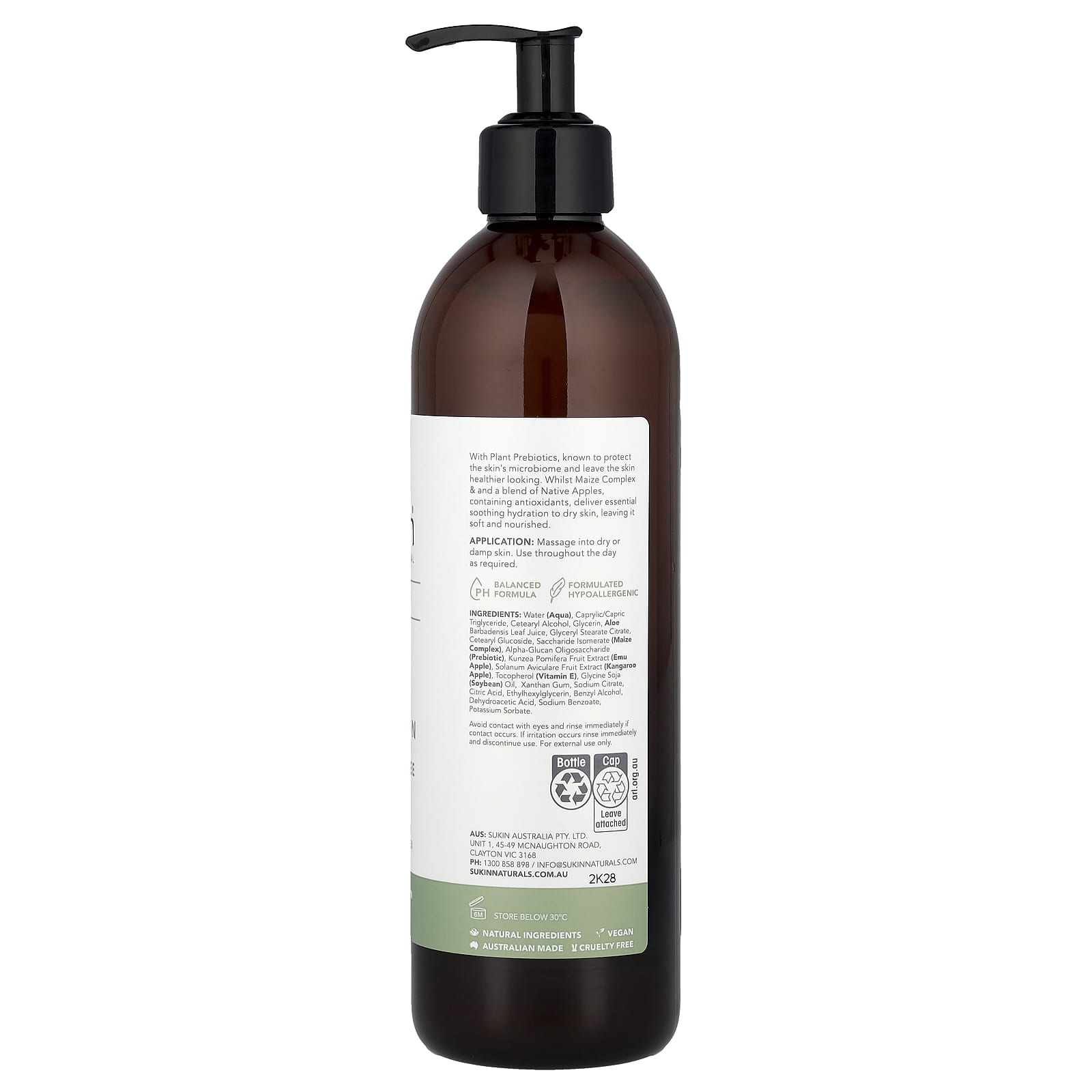 Sukin, Skin Relief, Body Lotion, Sensitive, Distressed Skin, Fragrance Free, 16.91 fl oz (500 ml)