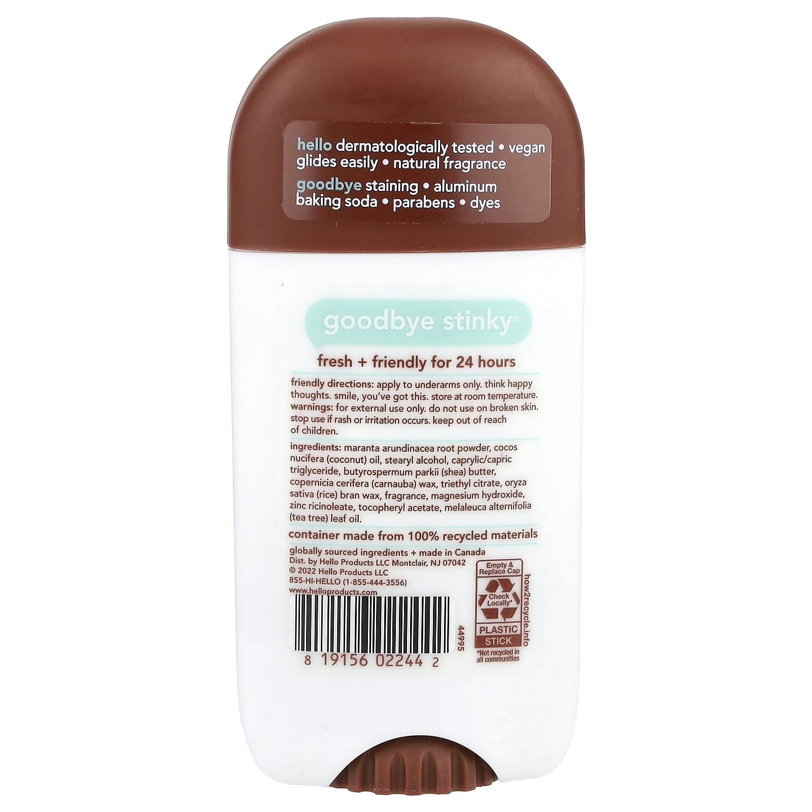 Hello, 24 Hr Deodorant with Shea Butter, Sweet Coconut, 2.6 oz (73 g)