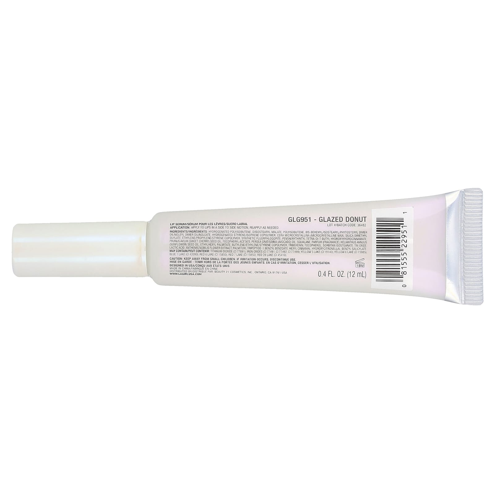 L.A. Girl, Glazed Lippie, Lip Serum, GLG951 Glazed Donut, 0.4 fl oz (12 ml)