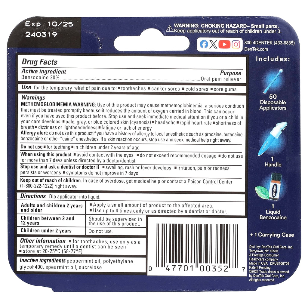 DenTek, Instant Pain Relief, Maximum Strength, Fresh Mint, 1 Kit