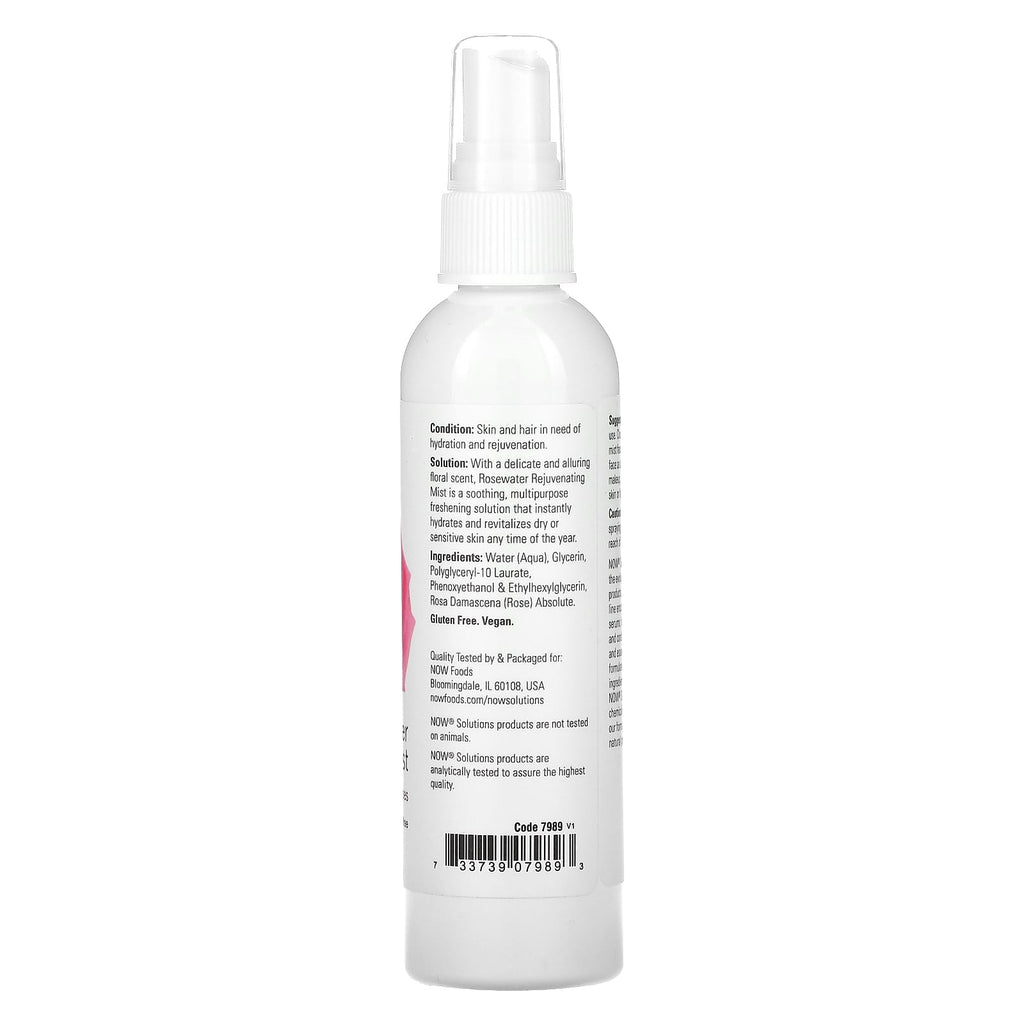 NOW Foods, Solutions, Rosewater Rejuvenating Mist, 4 fl oz (118 ml)