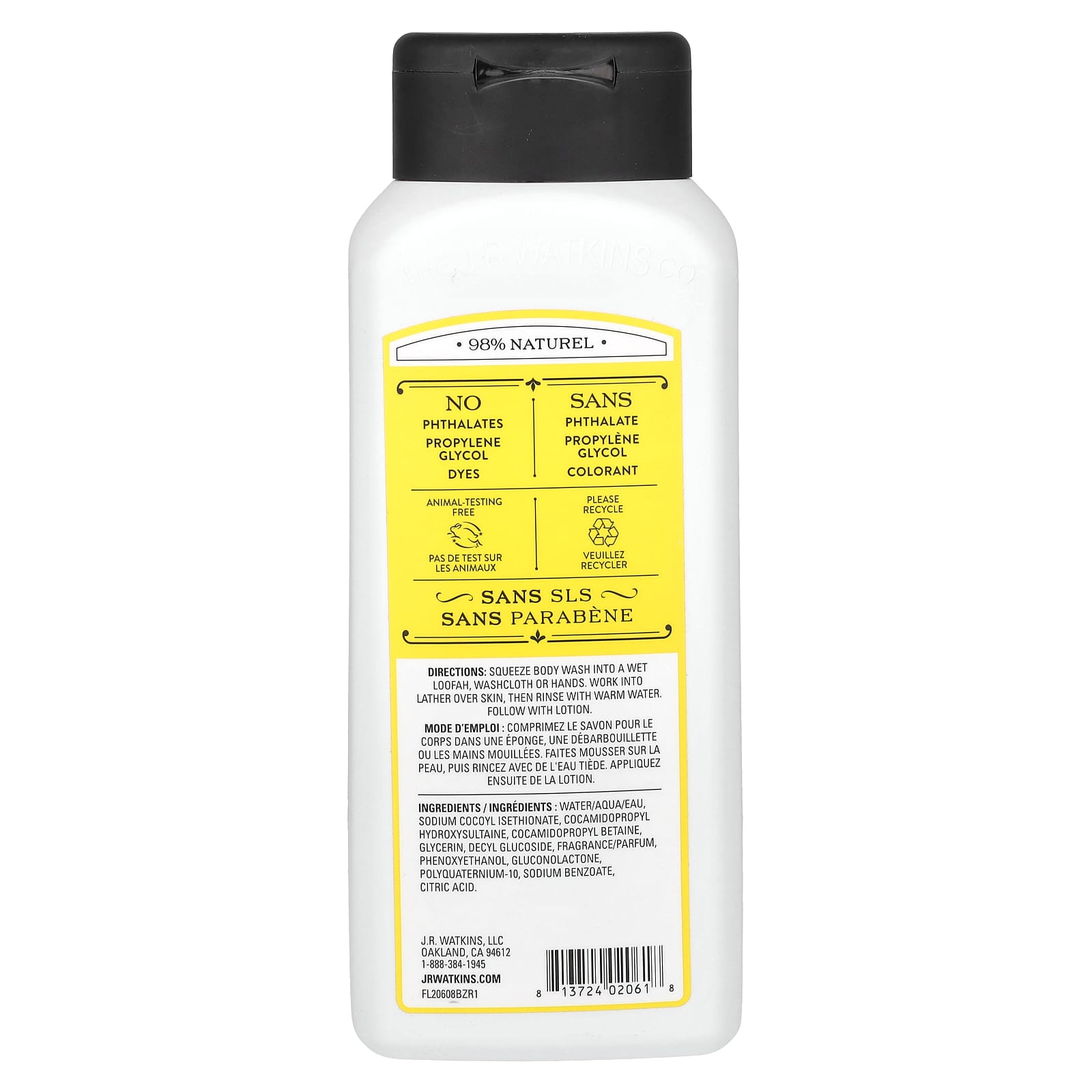 J R Watkins, Body Wash, Lemon Cream, 18 fl oz ( 532 ml)