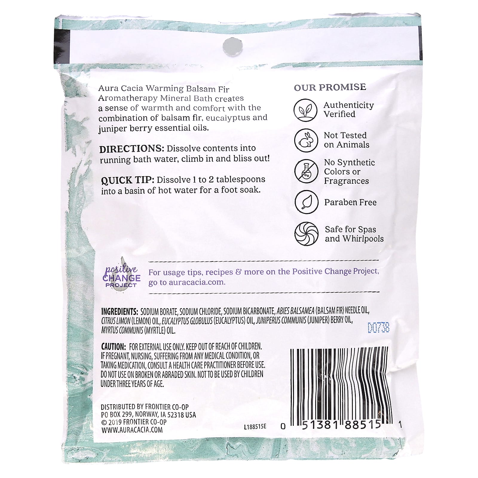Aura Cacia, Aromatherapy Mineral Bath, Warming Balsam Fir, 2.5 oz (70.9 g)