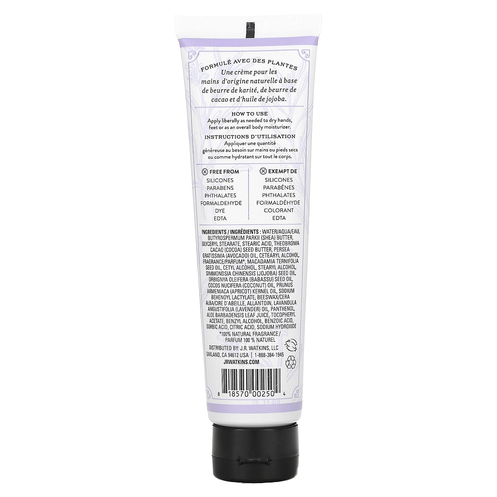J R Watkins, Hand Cream, Lavender, 3.3 oz (95 g)