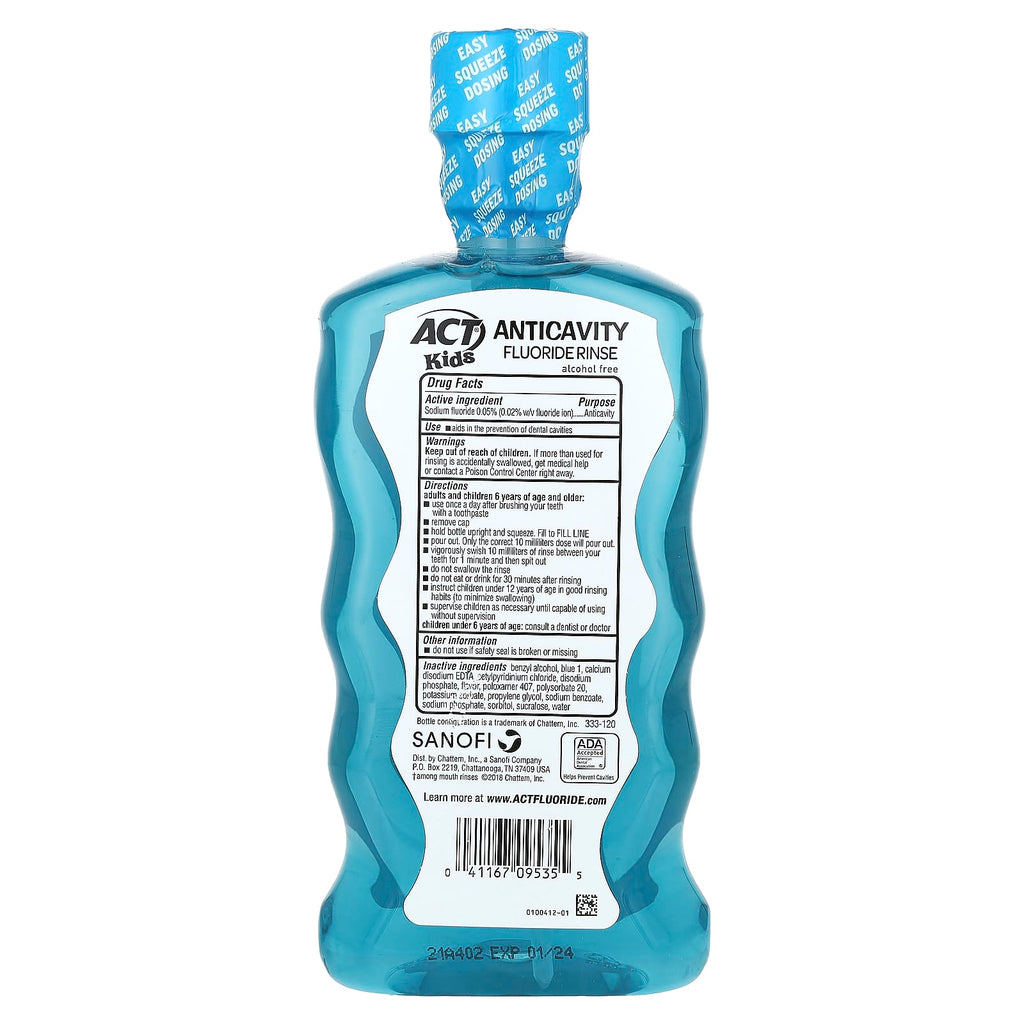 Act, Kids, Anticavity Fluoride Rinse, Alcohol Free, Pineapple Punch, 16.9 fl oz (500 ml)