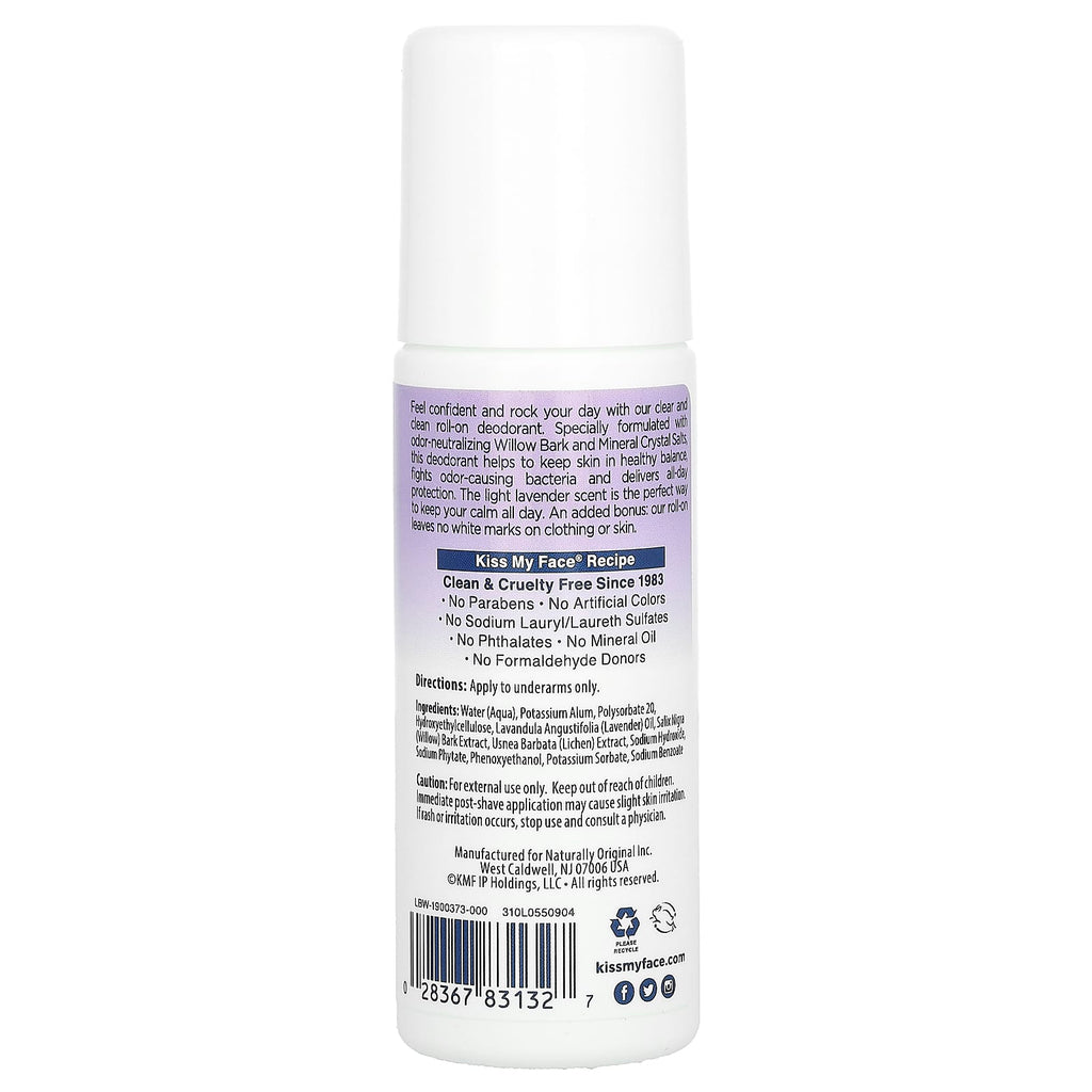 Kiss My Face, Liquid Rock, Roll-On Deodorant, Lavender, 3 fl oz (88 ml)
