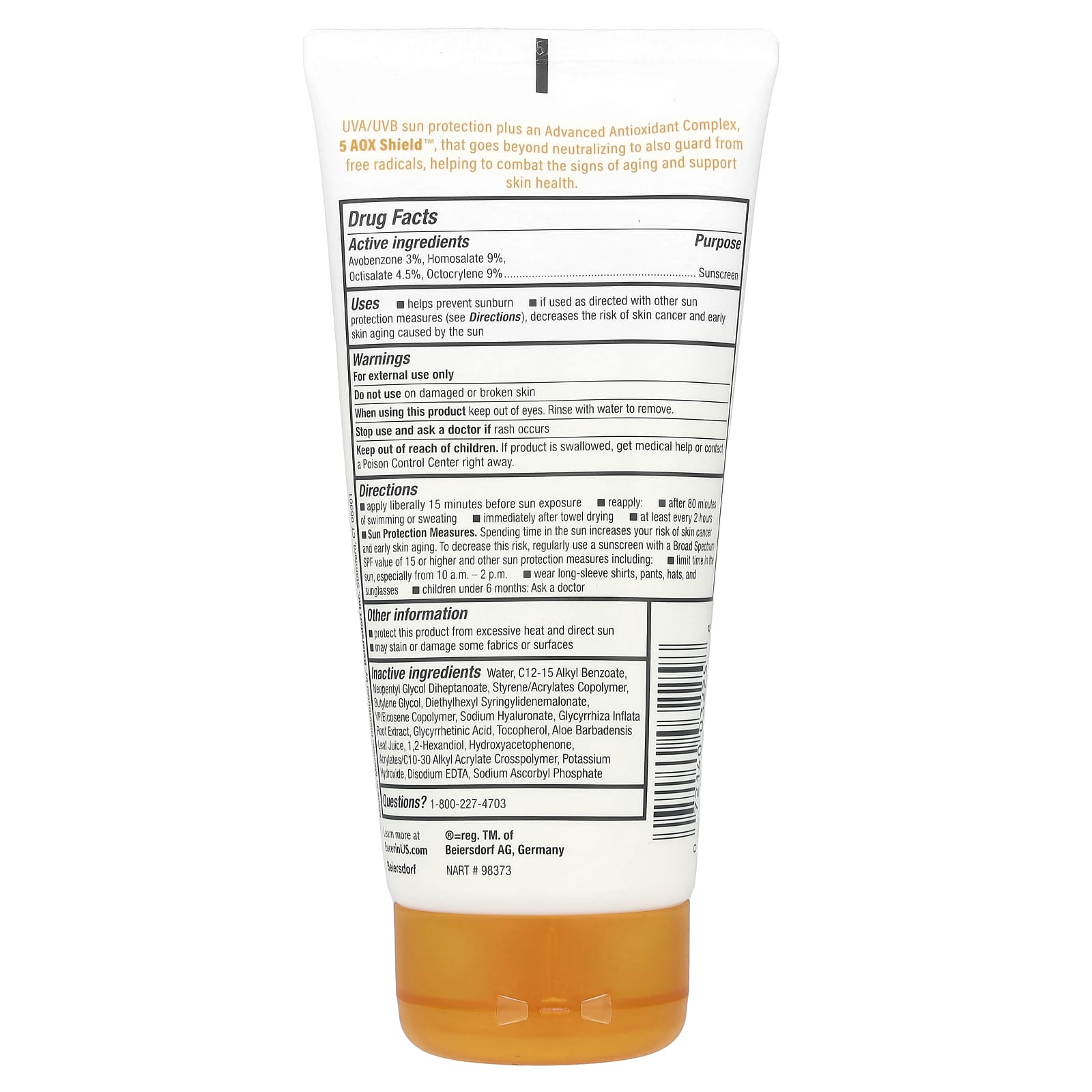 Eucerin, Advanced Hydration, Lightweight Sunscreen Lotion, SPF 50, Fragrance Free, 5 fl oz (150 ml)