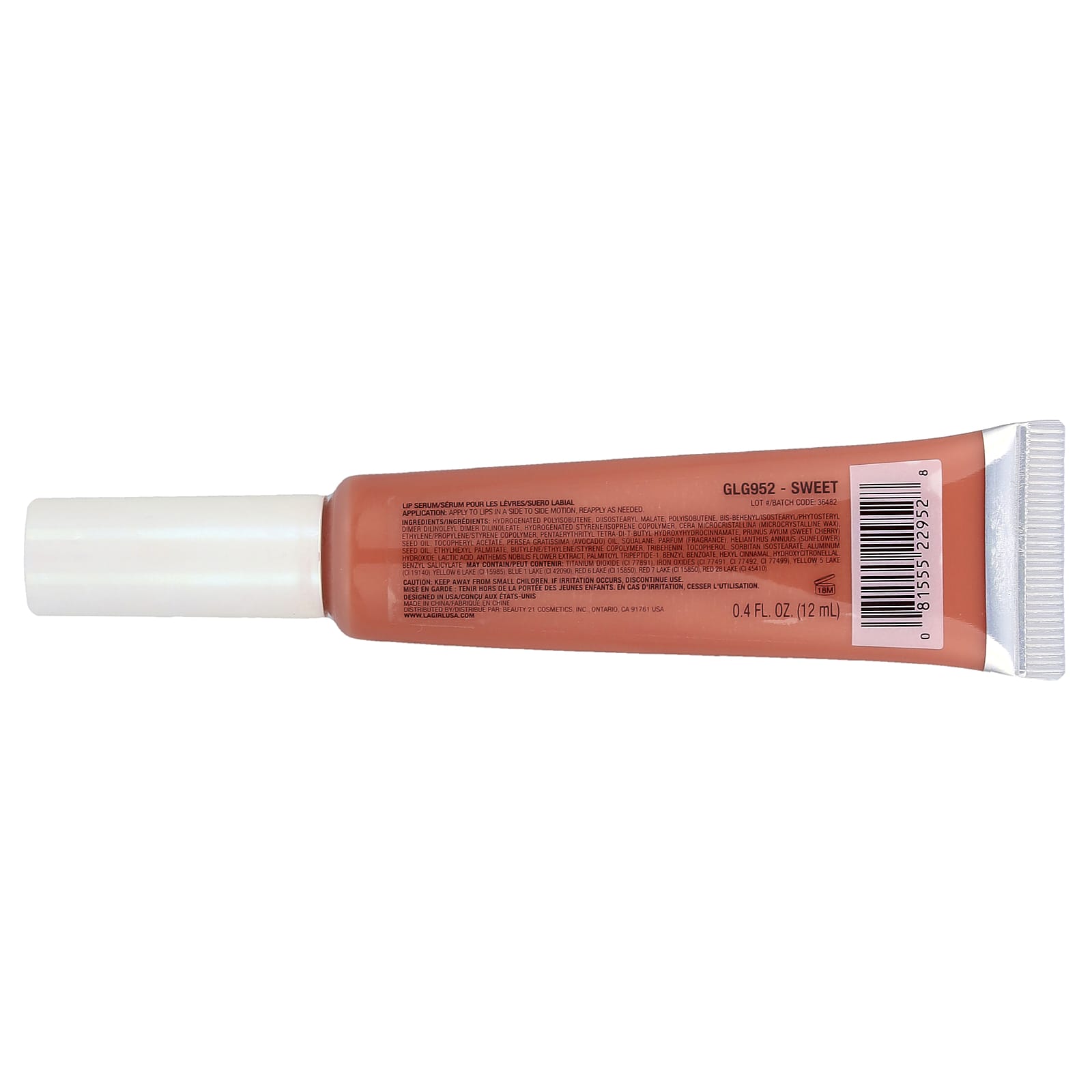 L.A. Girl, Glazed Lippie, Lip Serum, GLG952 Sweet, 0.4 fl oz (12 ml)