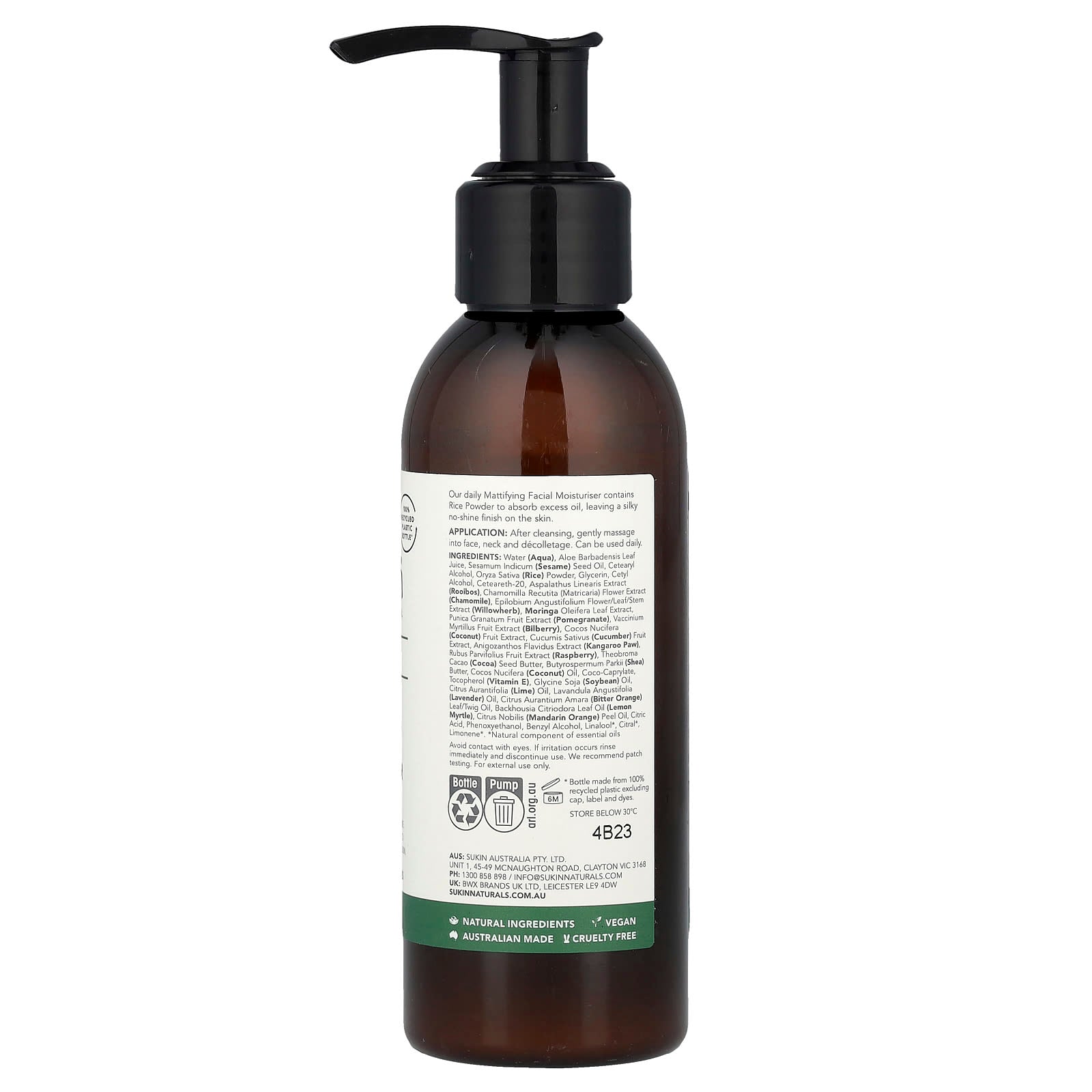 Sukin, Signature, Mattifying Facial Moisturizer, Normal To Oily Skin Types, 4.23 fl oz (125 ml)