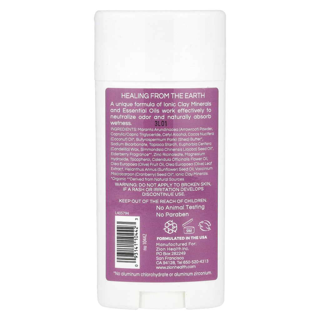 Zion Health, Bold, ClayDry Deodorant, Elderberry, 2.8 oz (80 g)