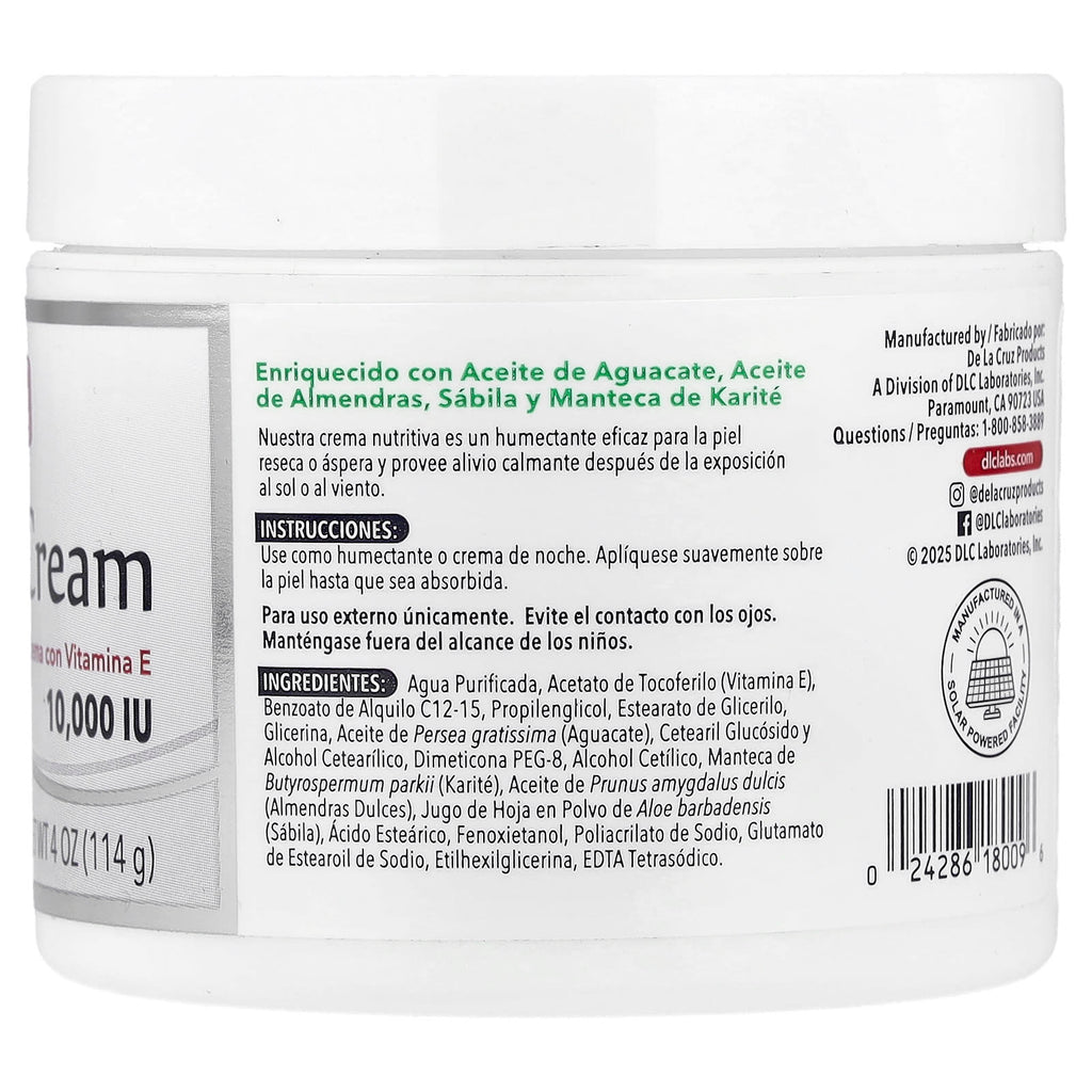 De La Cruz, Vitamin E Cream, Fragrance Free, 4 oz (114 g)