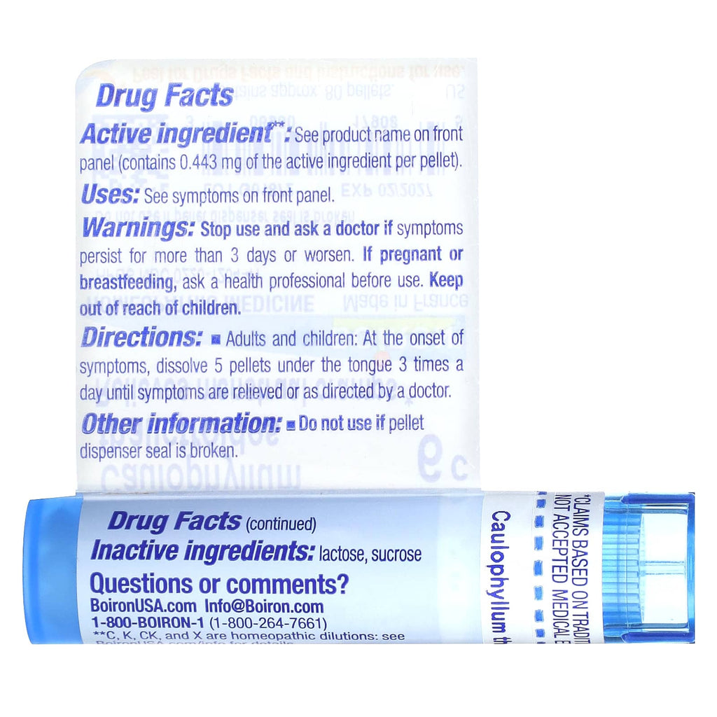 Boiron, Caulophyllum Thalictroides, 6C, Cramp Relief, Approx 80 Pellets