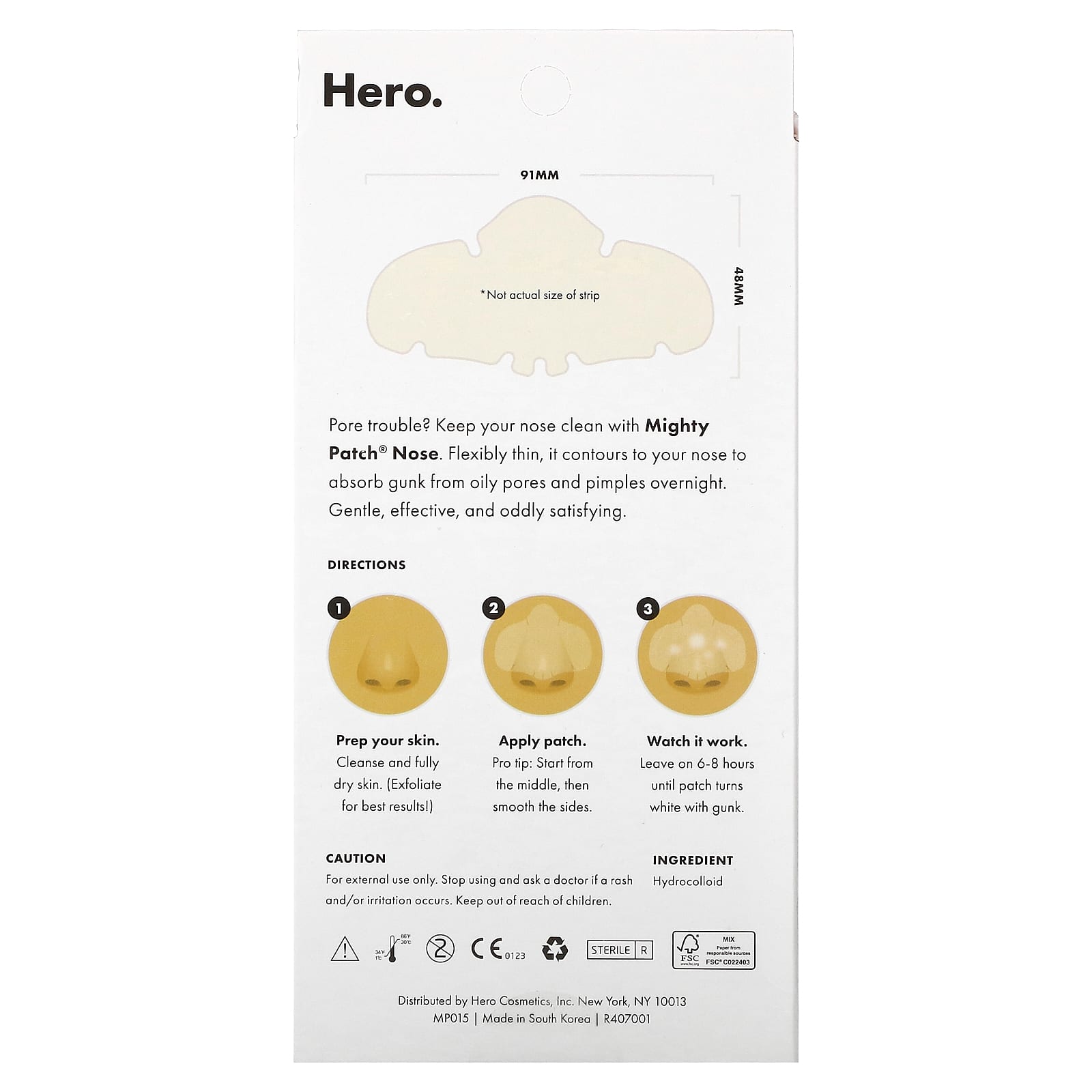 Hero Cosmetics, Mighty Patch® Nose, 10 Hydrocolloid Patches