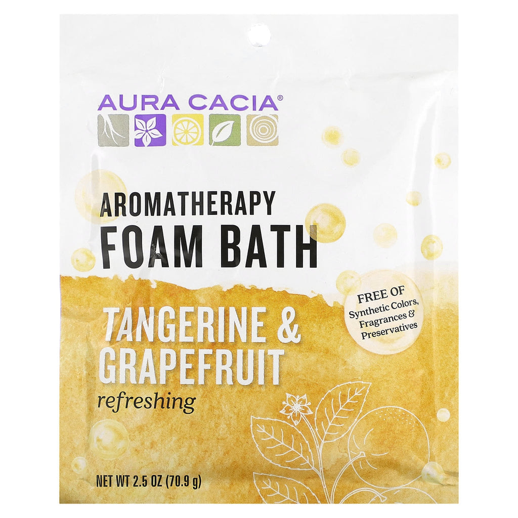 Aura Cacia, Aromatherapy Foam Bath, Tangerine & Grapefruit, 2.5 oz (70.9 g)
