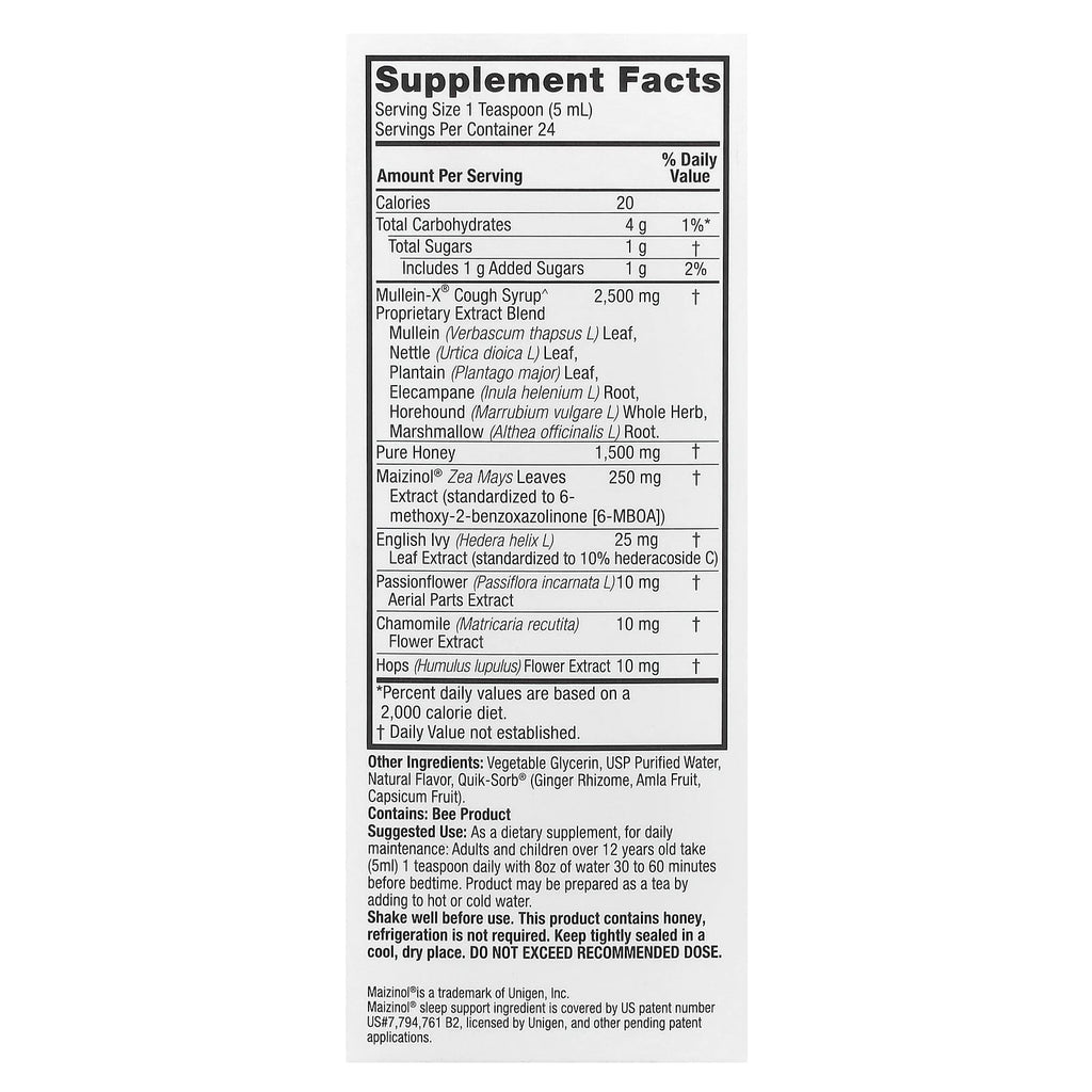 Nature's Answer, Natural Mullein-X Cough Syrup PM, Nighttime , 4 fl oz (120 ml)