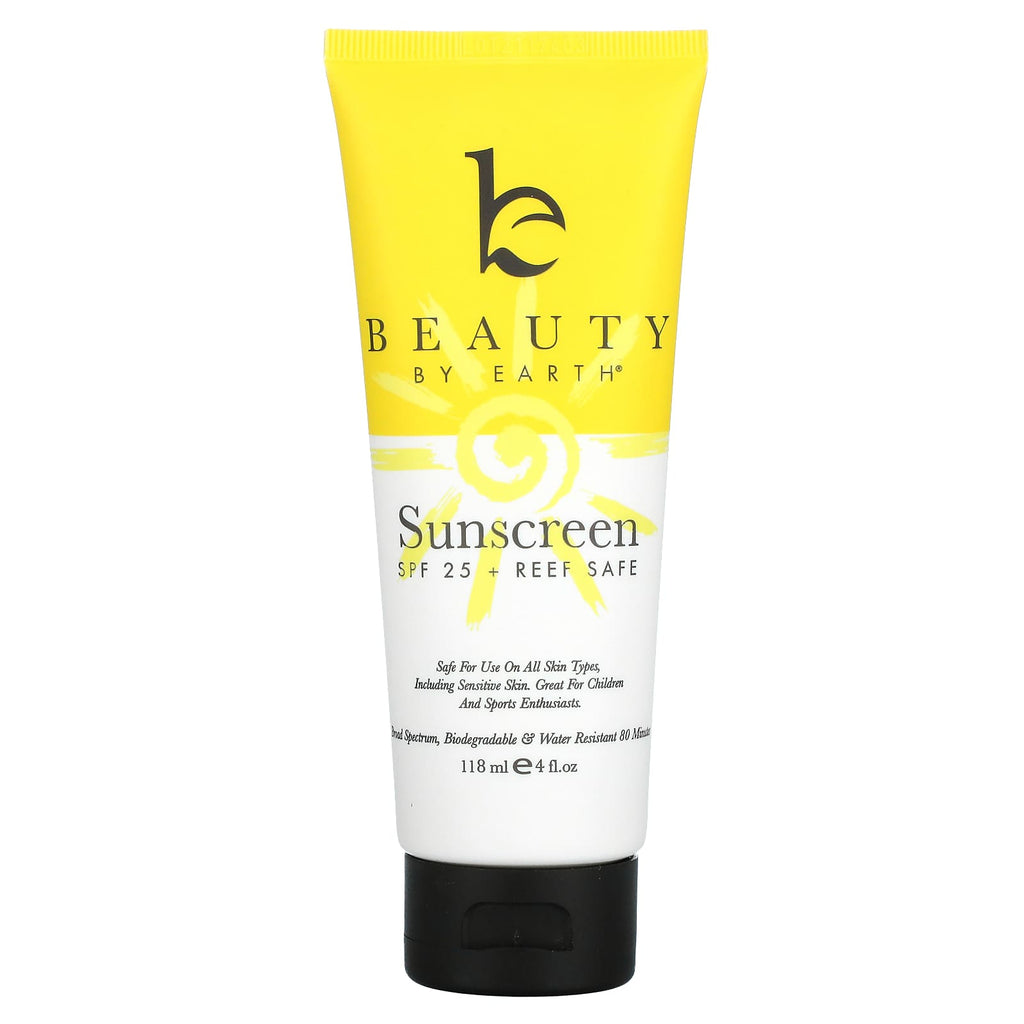 Beauty By Earth, Mineral Sunscreen, SPF 25, Zinc Oxide Sun Protection, 4 fl oz (118 ml)
