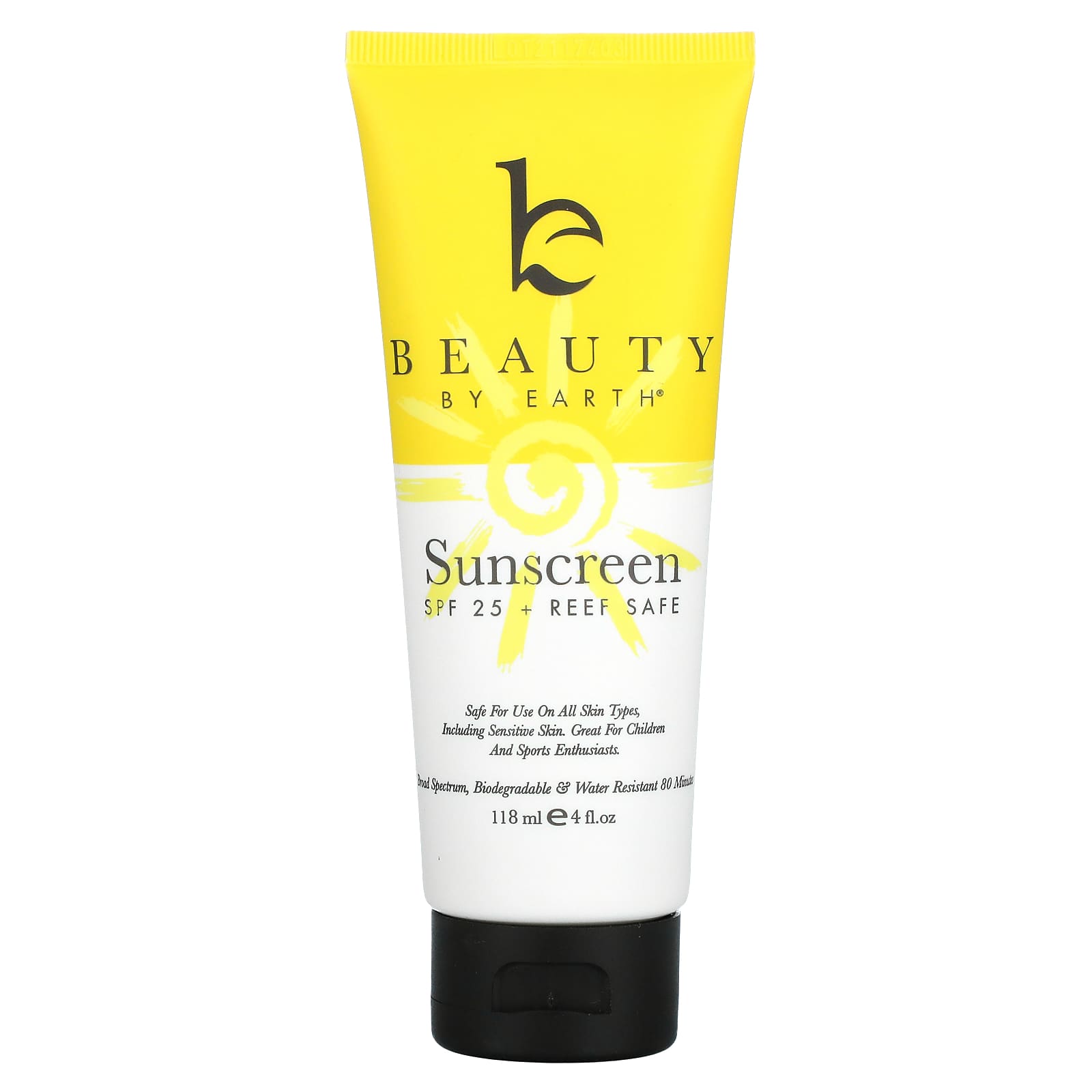 Beauty By Earth, Mineral Sunscreen, SPF 25, Zinc Oxide Sun Protection, 4 fl oz (118 ml)