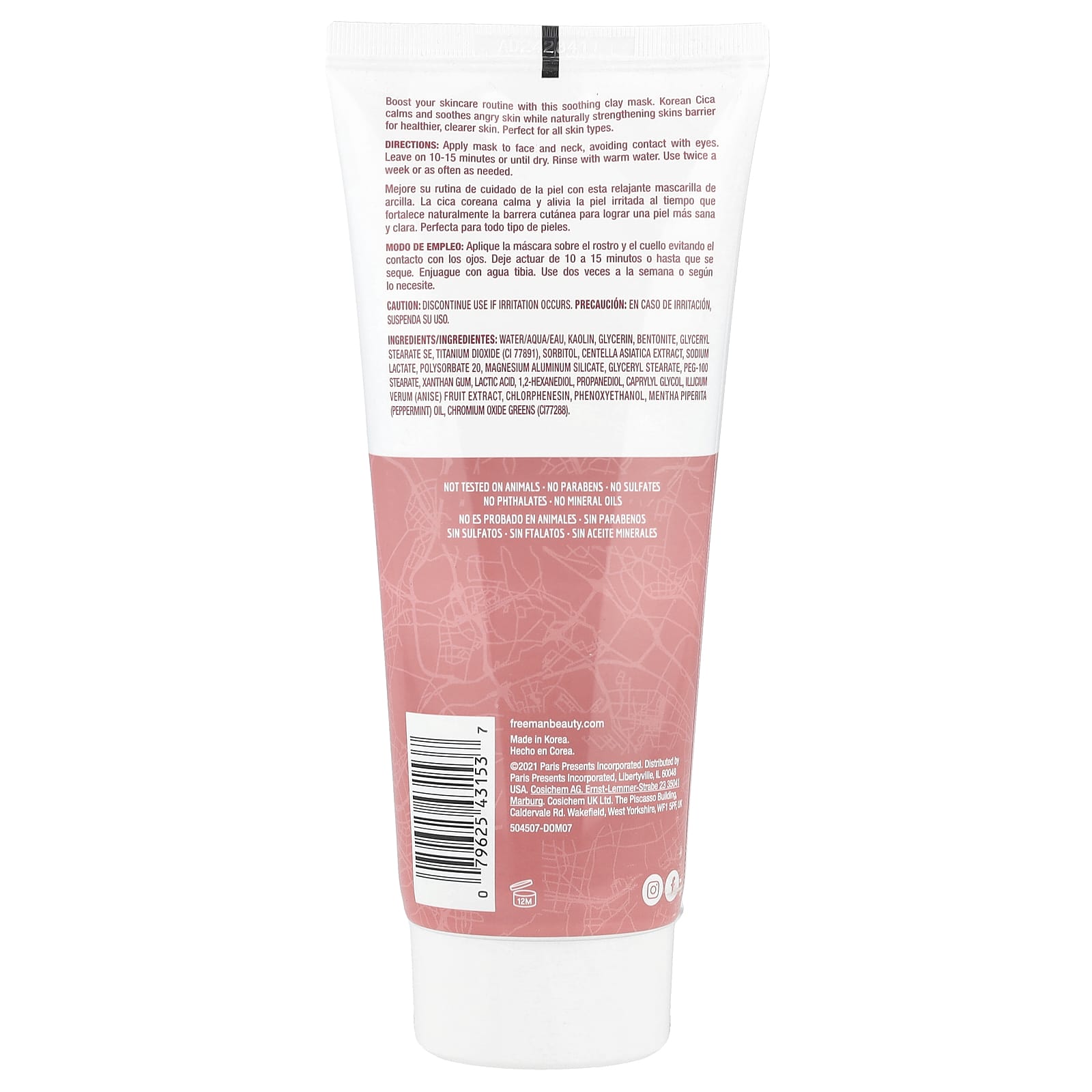 Freeman Beauty, Soothing Korean Cica Clay Beauty Mask, For All Skin Types, 6 fl oz (175 ml)