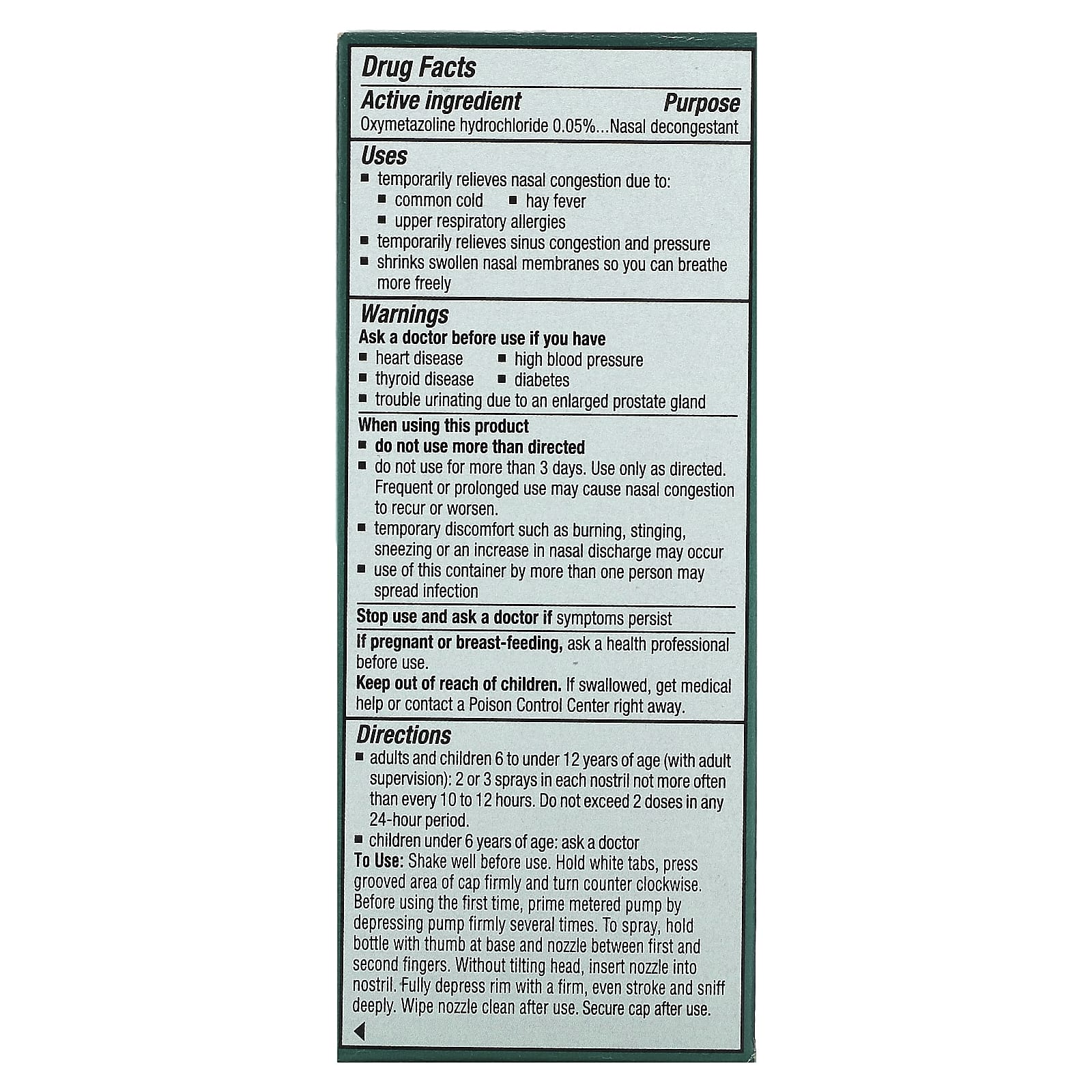 Afrin, No Drip Severe Congestion Pump Mist, 1/2 fl oz (15 ml)