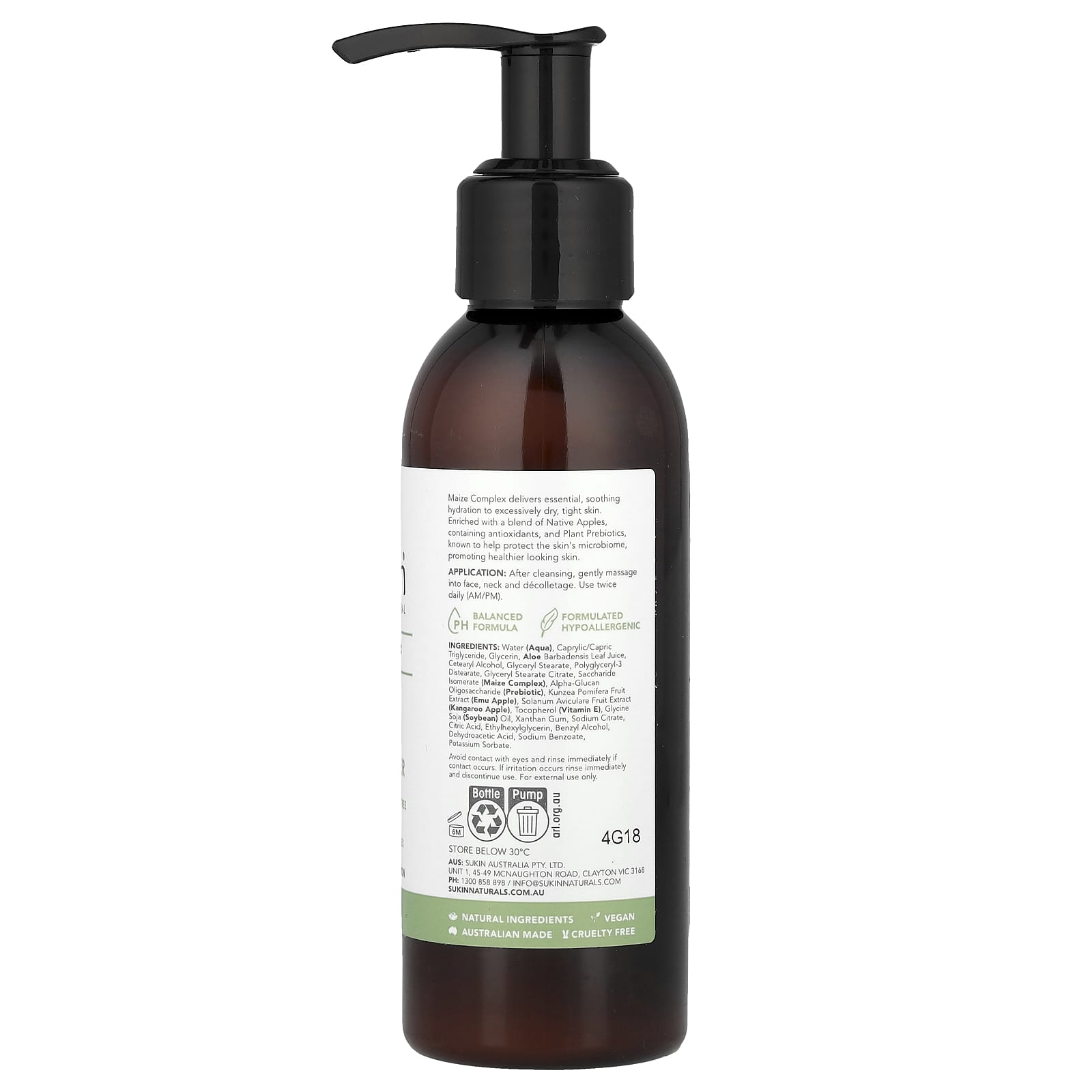 Sukin, Skin Relief, Facial Moisturiser, Sensitive, Distressed Skin, Fragrance Free, 4.23 fl oz (125 ml)