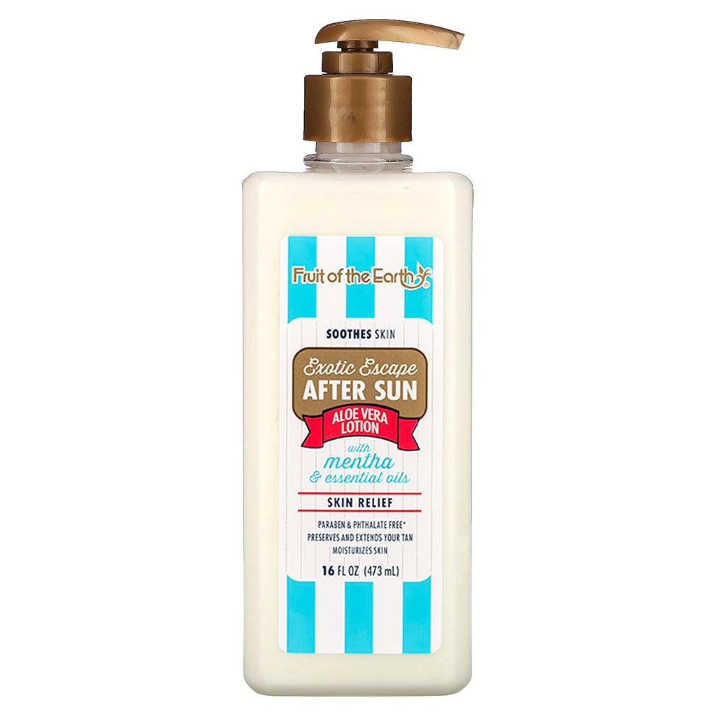 Fruit of the Earth, Exotic Escape, After Sun Aloe Vera Lotion with Mentha & Essential Oils, 16 oz (453 g)
