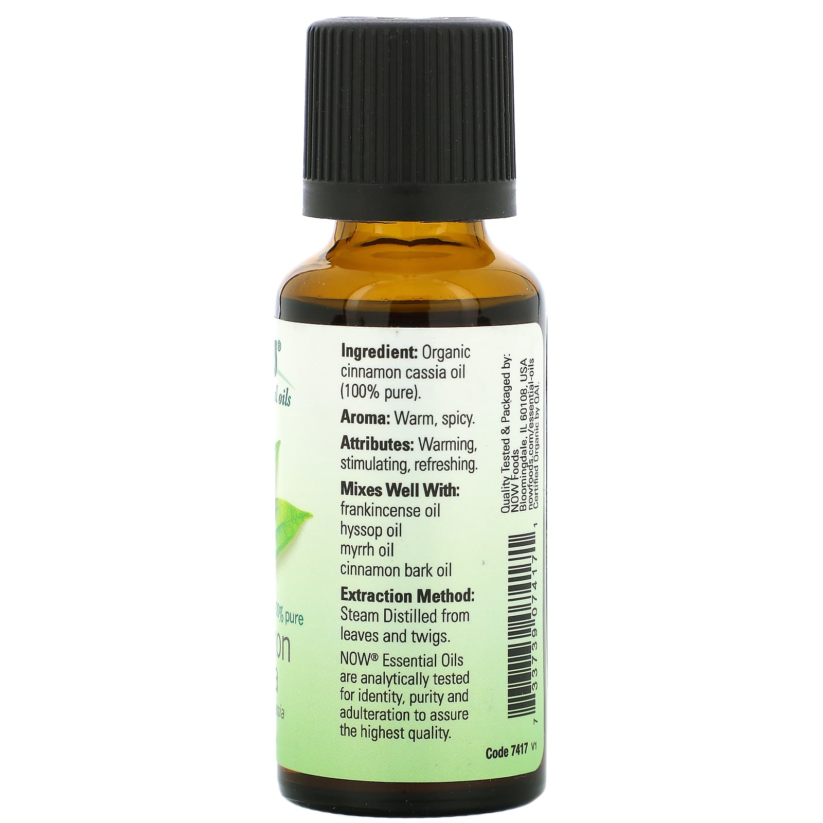 NOW Foods, Organic Essential Oils, Cinnamon Cassia, 1 fl oz (30 ml)