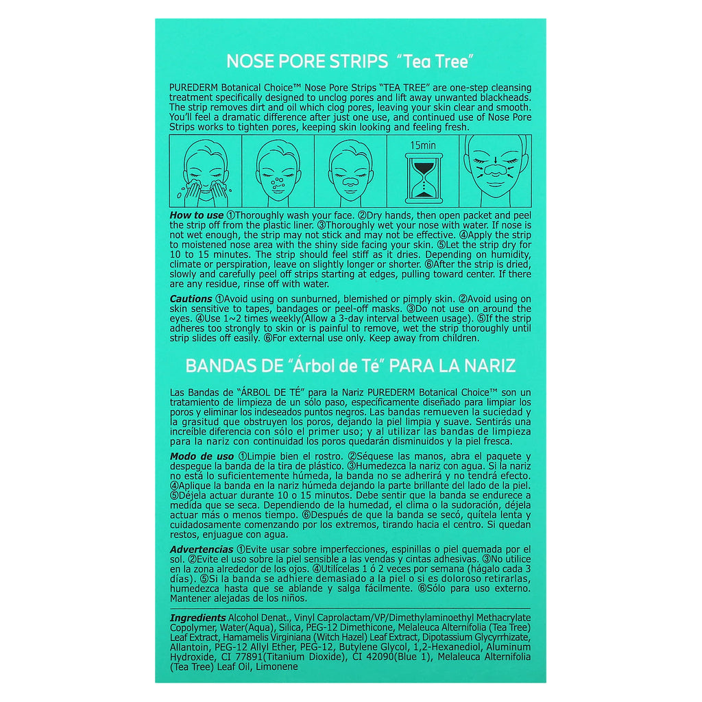 Purederm, Nose Pore Strips, Tea Tree, 6 Strips