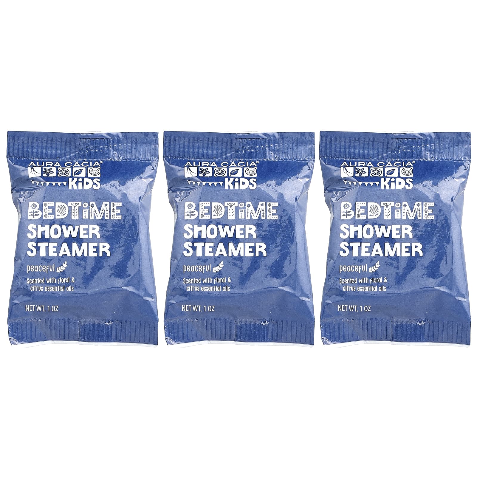 Aura Cacia, Kids, Bedtime Shower Steamers, Peaceful, 3 Tablets