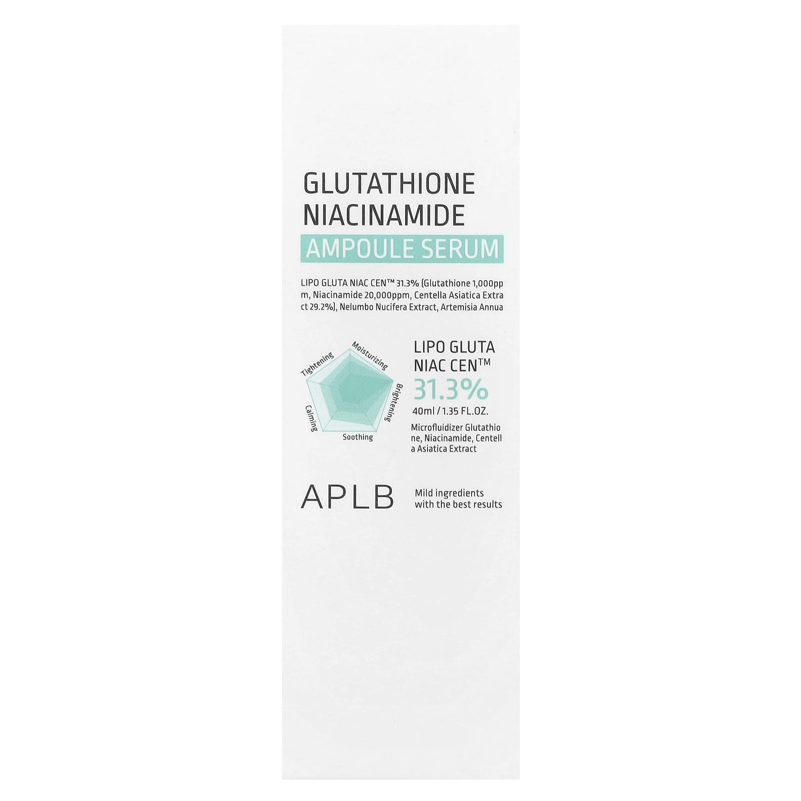 APLB, Glutathione Niacinamide, Ampoule Serum, 1.35 fl oz (40 ml)