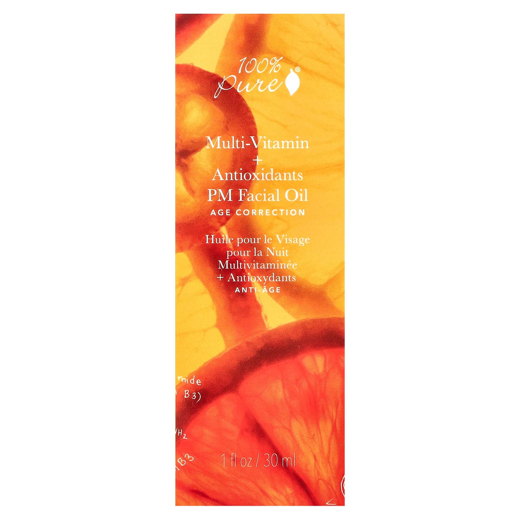 100% PURE, Multi-Vitamin + Antioxidants PM Facial Oil, 1 fl oz (30 ml)