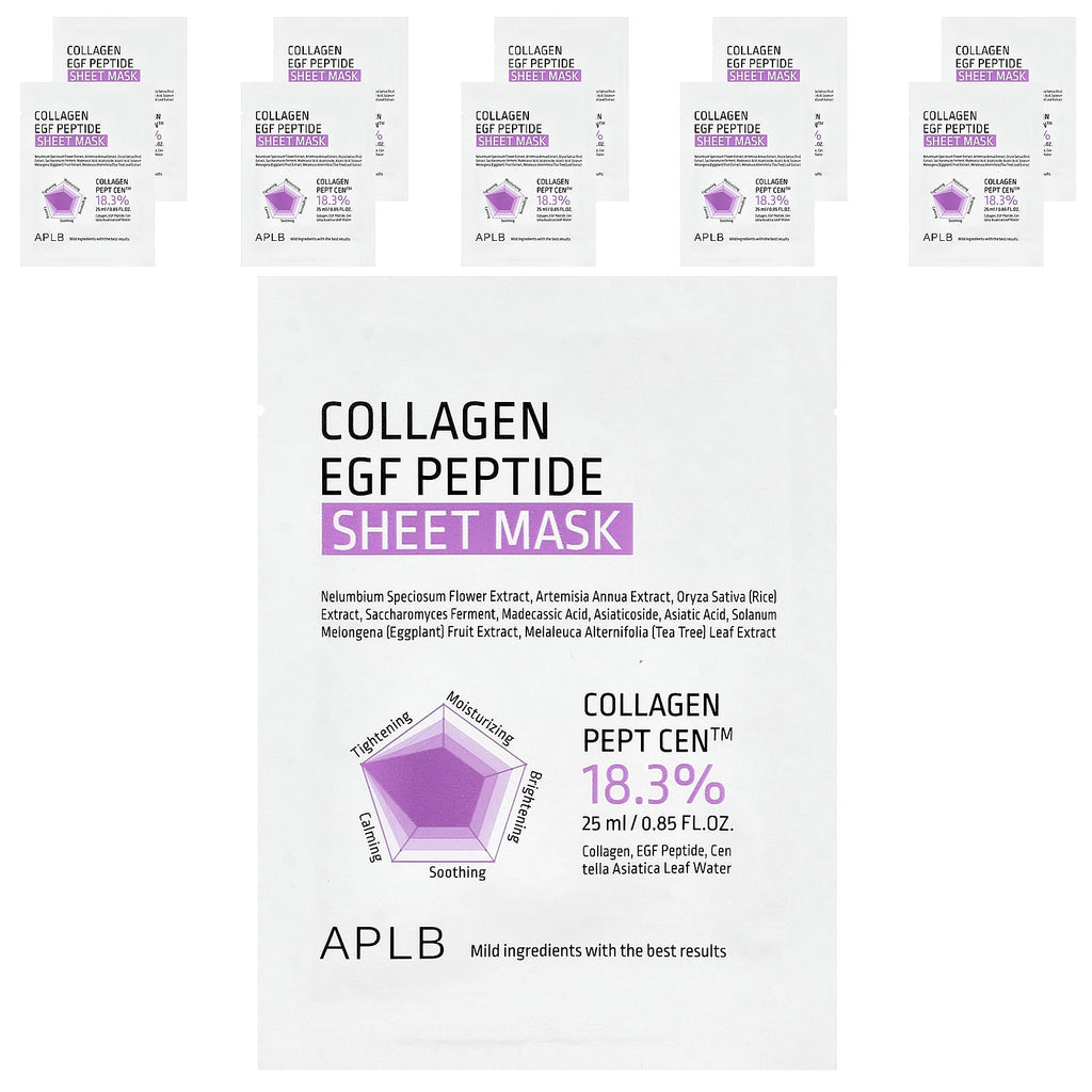 APLB, Collagen EGF Peptide Beauty Sheet Mask, 10 Sheets, 0.85 fl oz (25 ml)