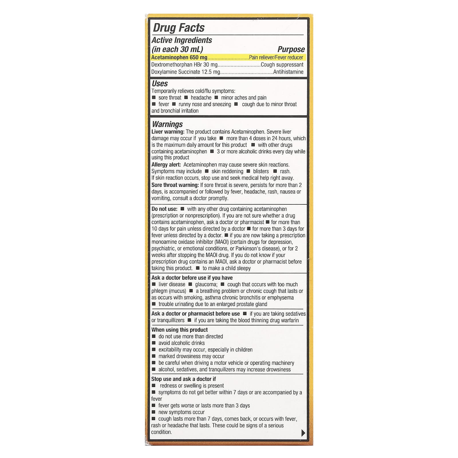 Tukol, Honey Multi Symptom, Cold & Flu, Night Time, Ages 12+, Natural Honey, 4 fl oz (118 ml)