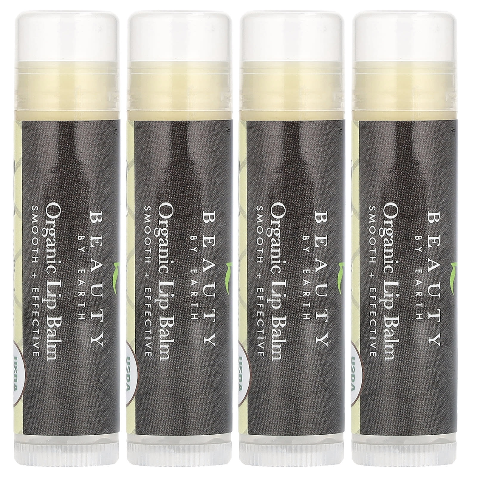 Beauty By Earth, Organic Beeswax Lip Balm, Vanilla Bean, 4 Tubes, 0.15 oz Each