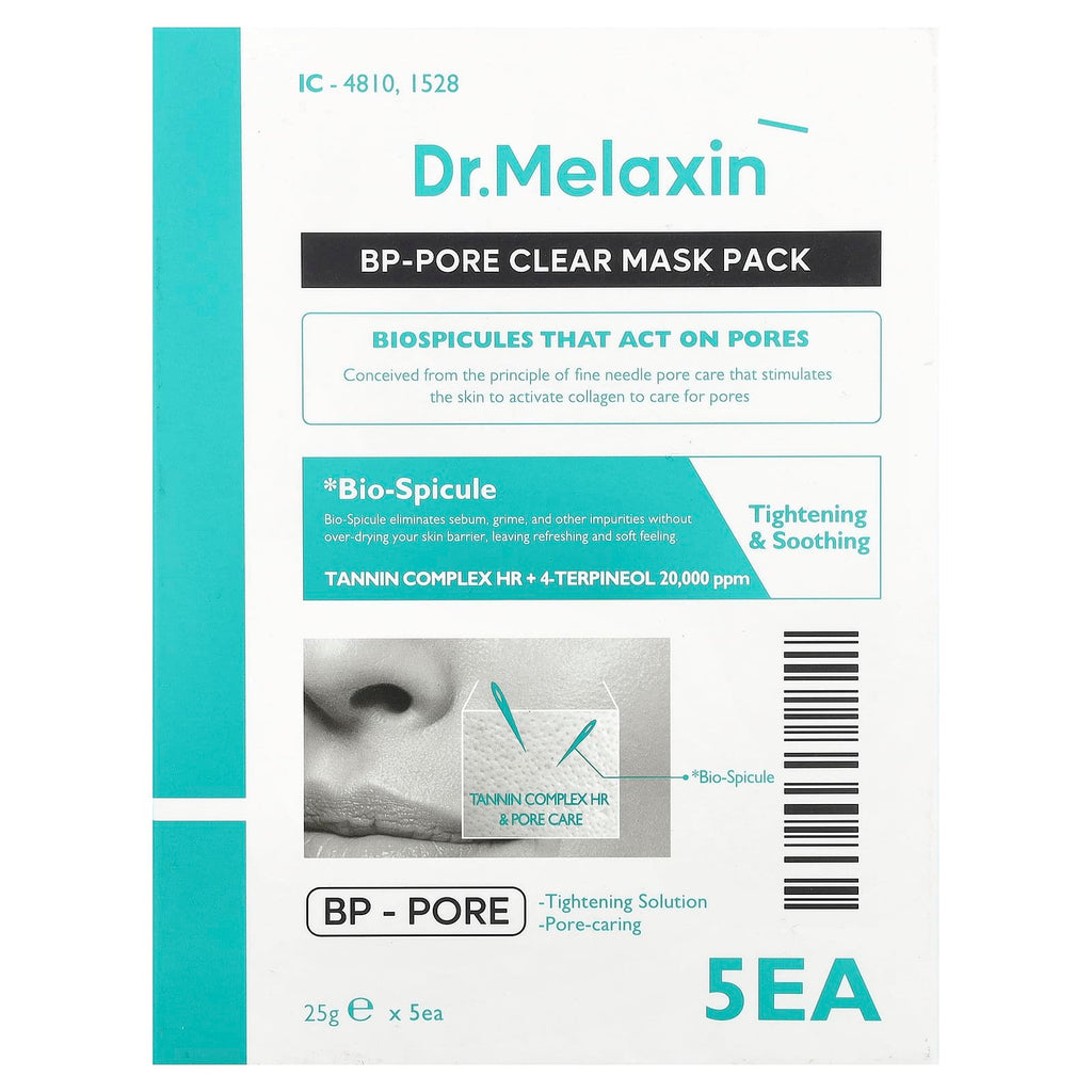 Dr.Melaxin, Pore Clear Beauty Mask Pack, 5 Sheets, 0.88 oz (25 g) Each