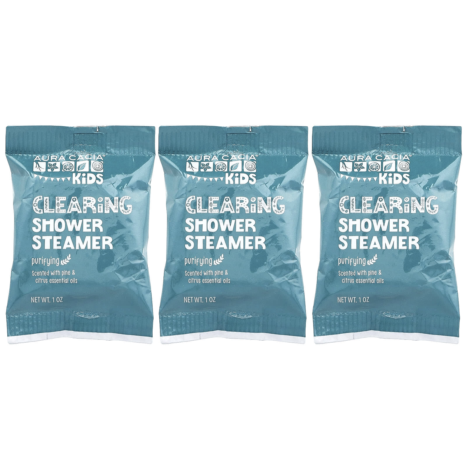 Aura Cacia, Kids, Clearing Shower Steamers, Purifying, 3 Tablets