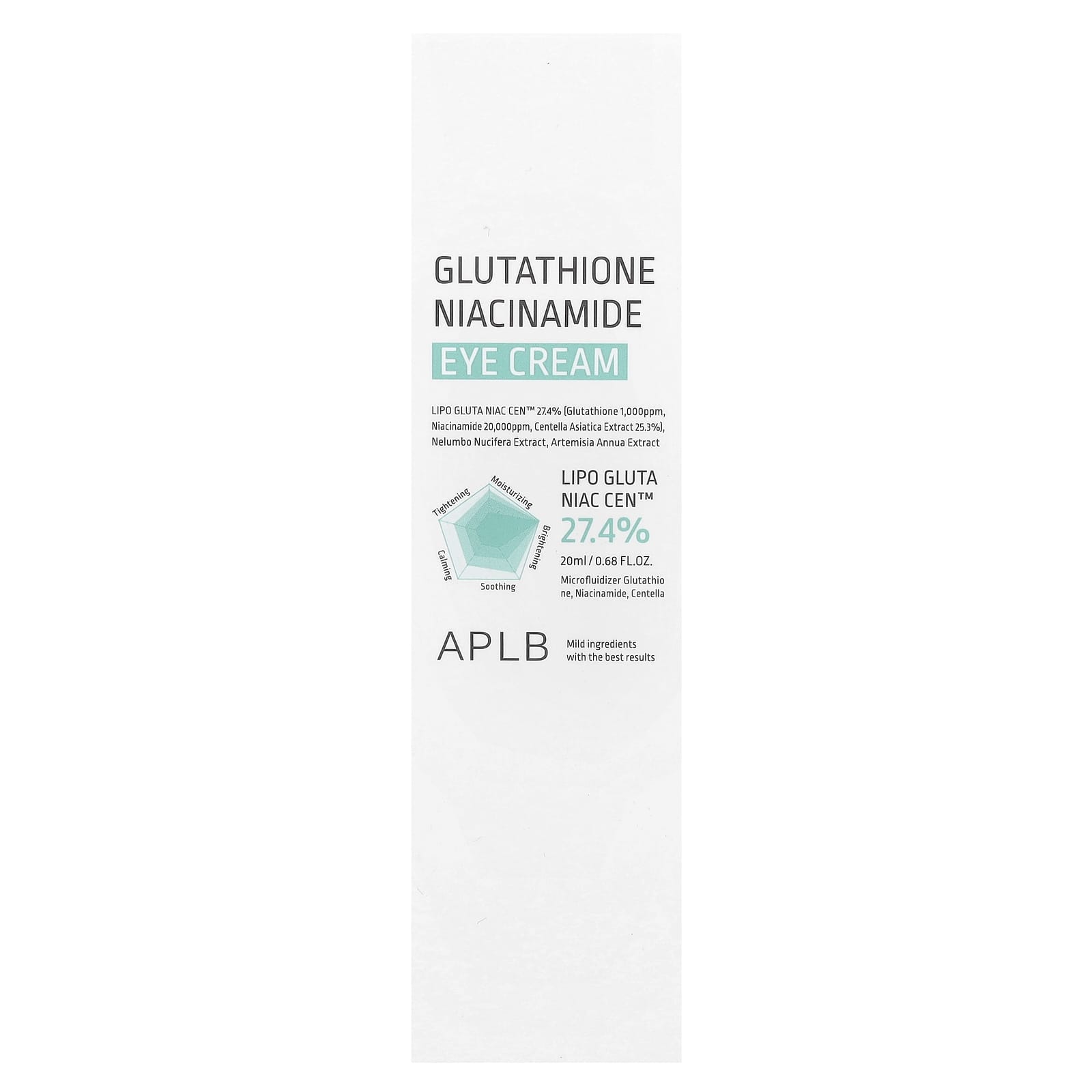 APLB, Glutathione Niacinamide, Eye Cream, 0.68 fl oz (20 ml)