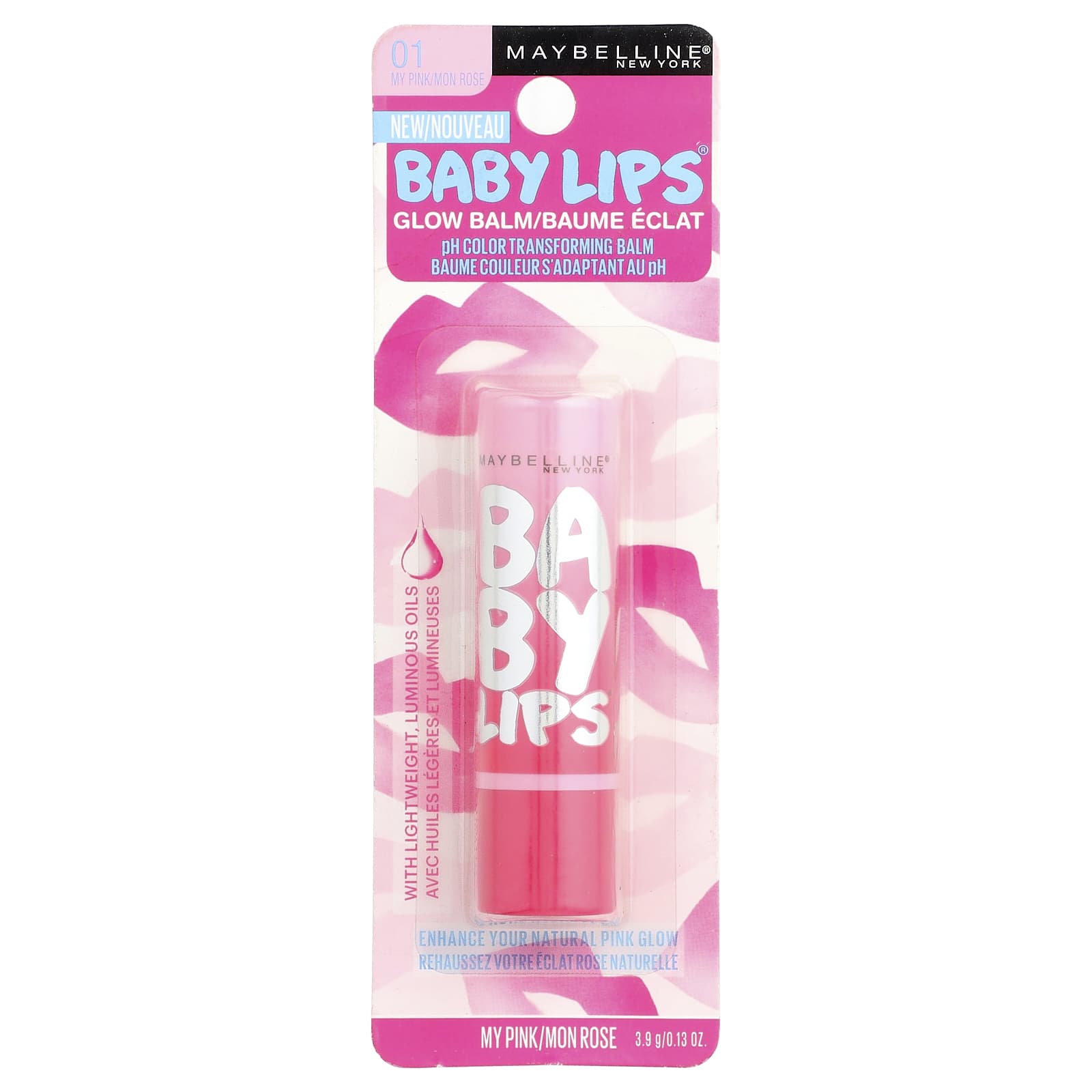Maybelline, Baby Lips®, Glow Balm, 01 My Pink, 0.13 oz (3.9 g)