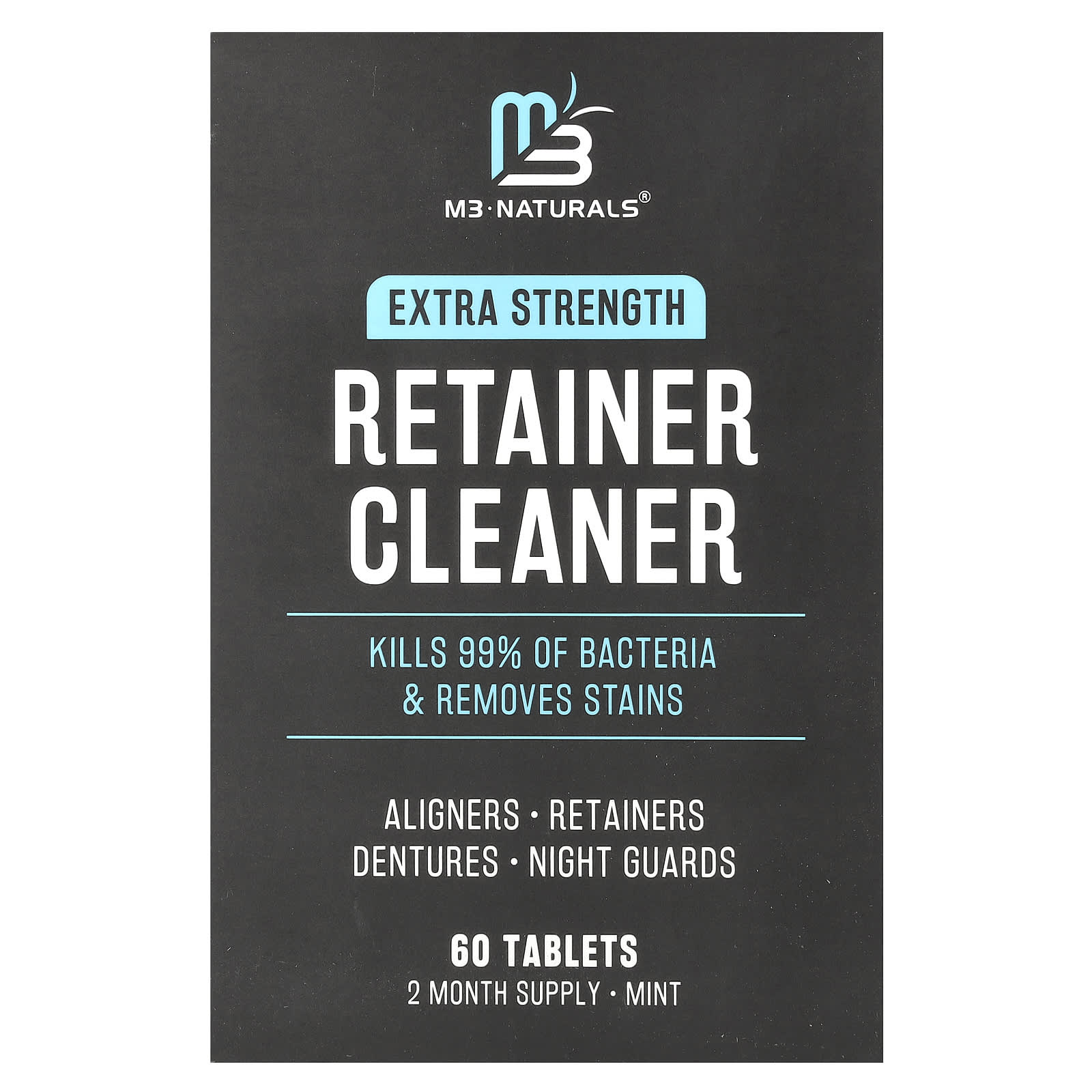 M3 Naturals, Retainer Cleaner, Mint, 60 Tablets
